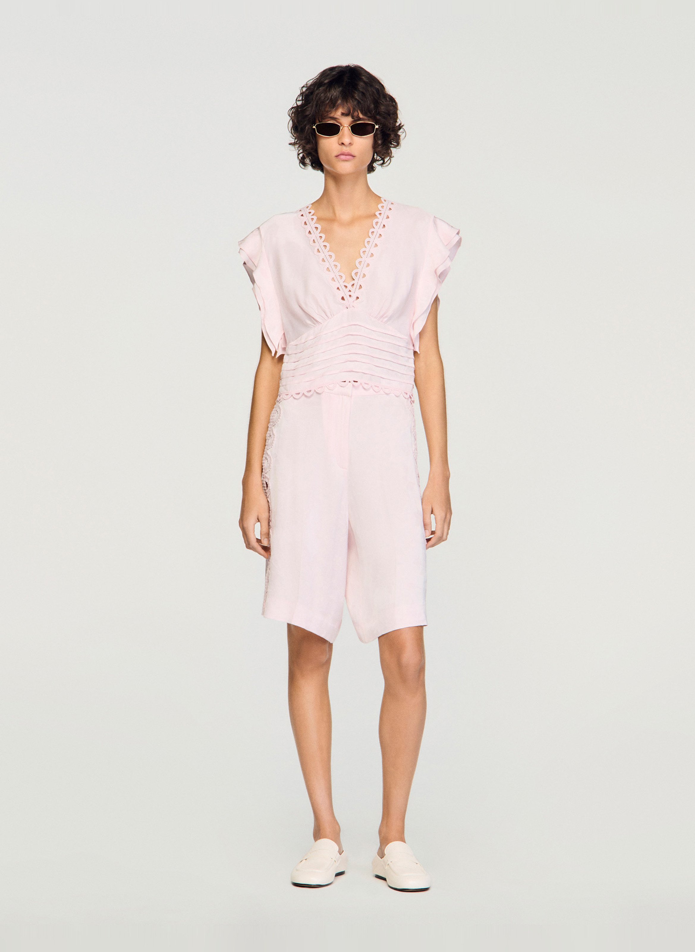 Sleeveless top with embroidery SANDRO Pink