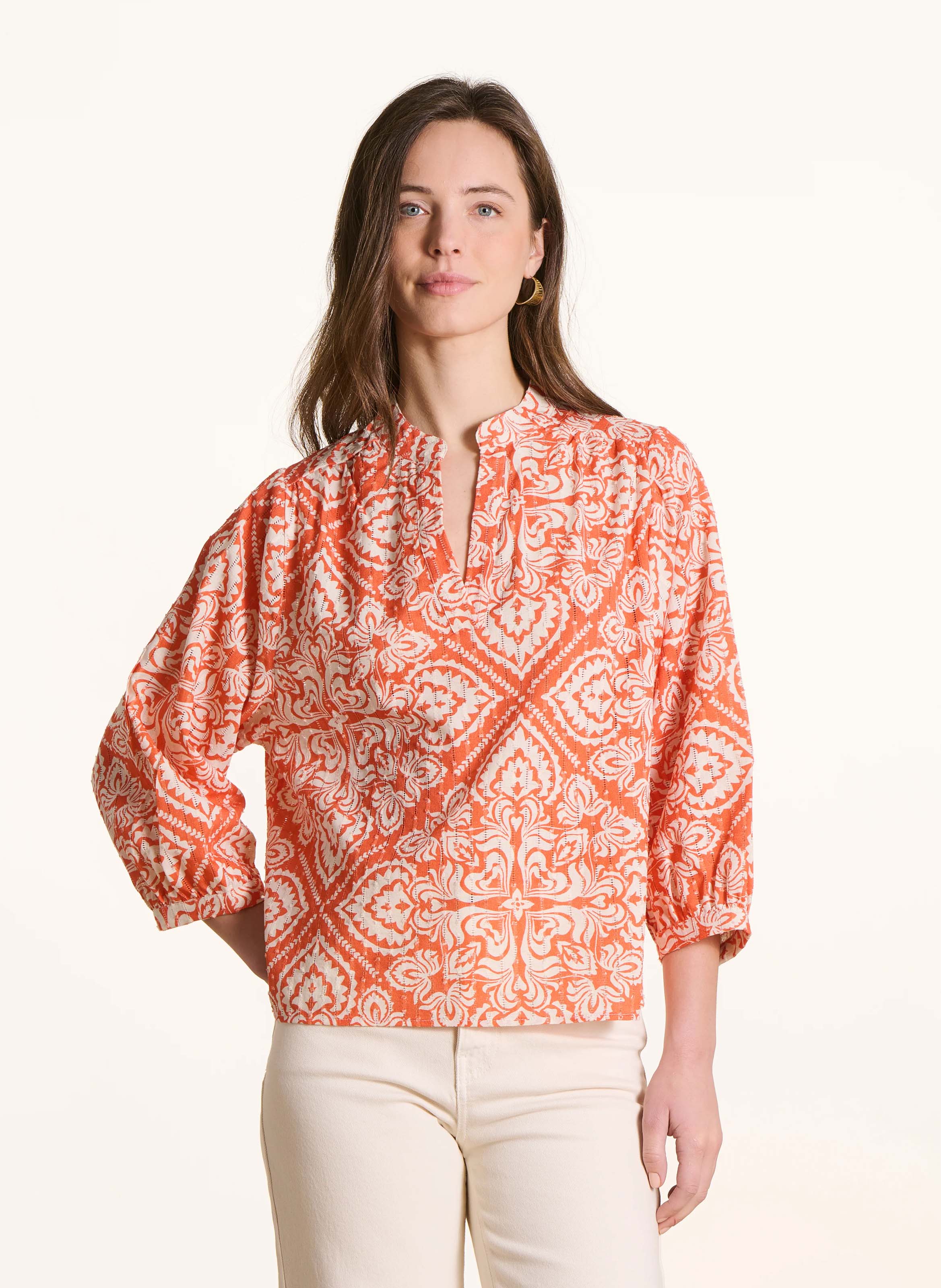 Blouse met tuniekhals LA FEE MARABOUTEE Oranje