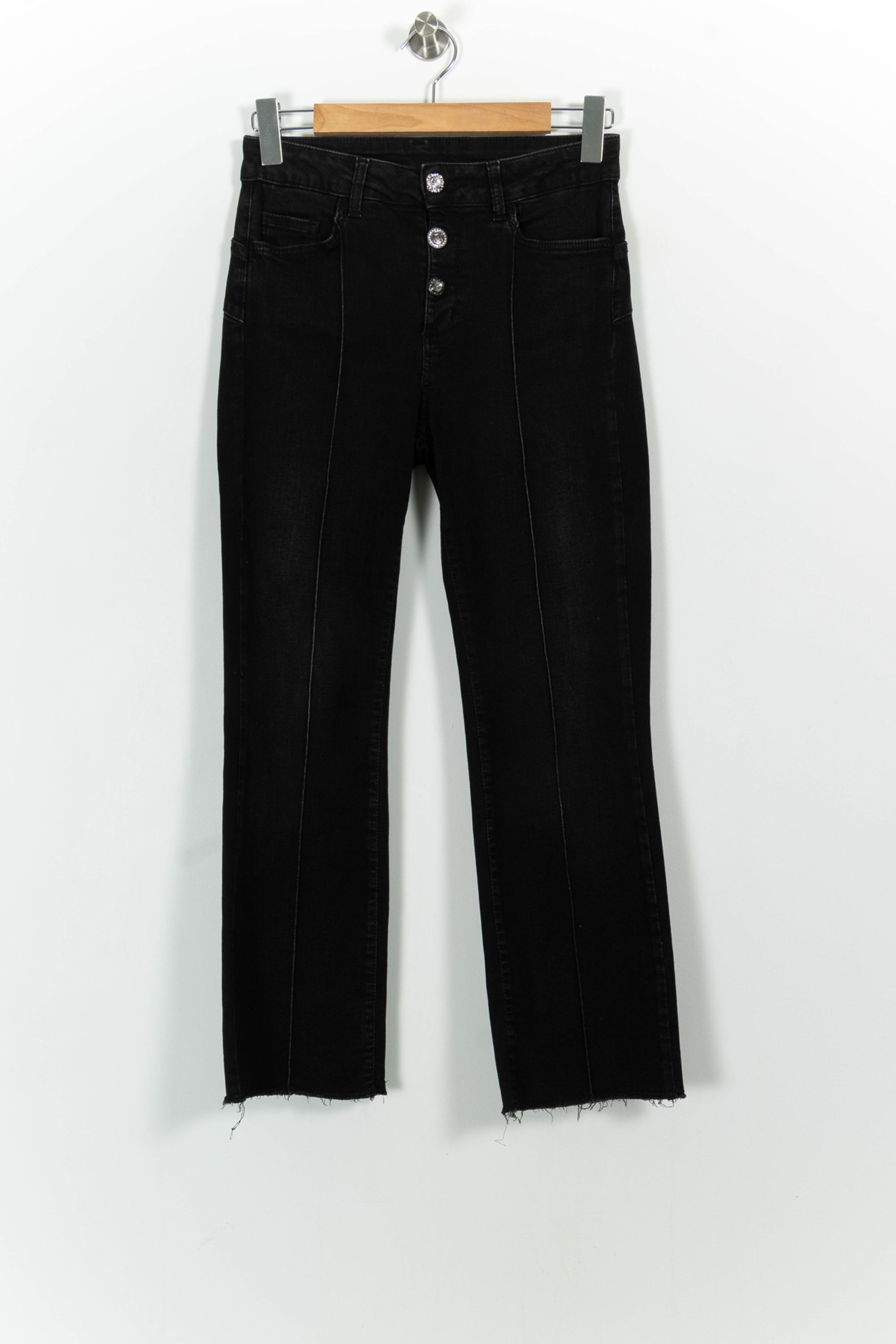 Cropped slim jeans with studs LIU JO - SECONDE MAIN Black