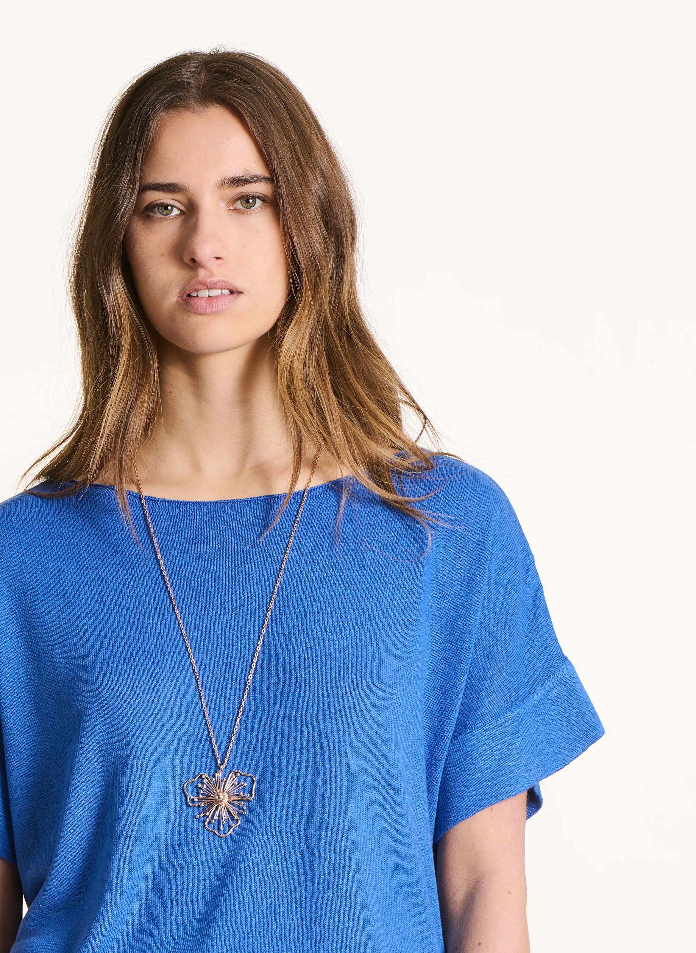 Pull oversize col bateau  LA FEE MARABOUTEE Bleu