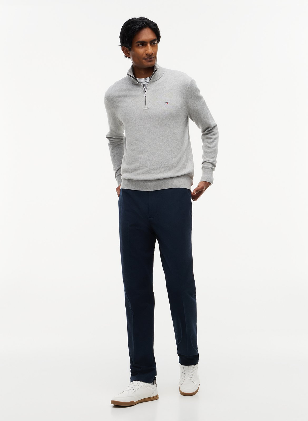 Pullover aus Bio-Baumwolle und Kaschmir mit Stehkragen, Regular Fit TOMMY HILFIGER Grau