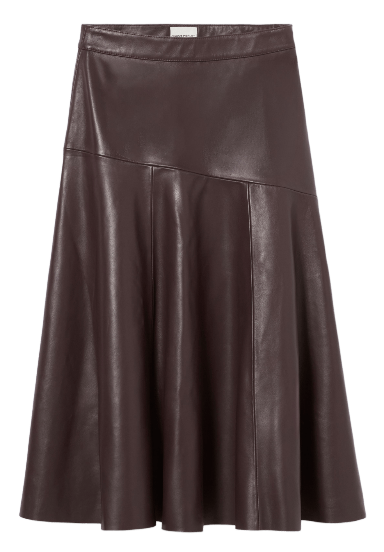Jupe midi évasée en cuir CLAUDIE PIERLOT Rouge
