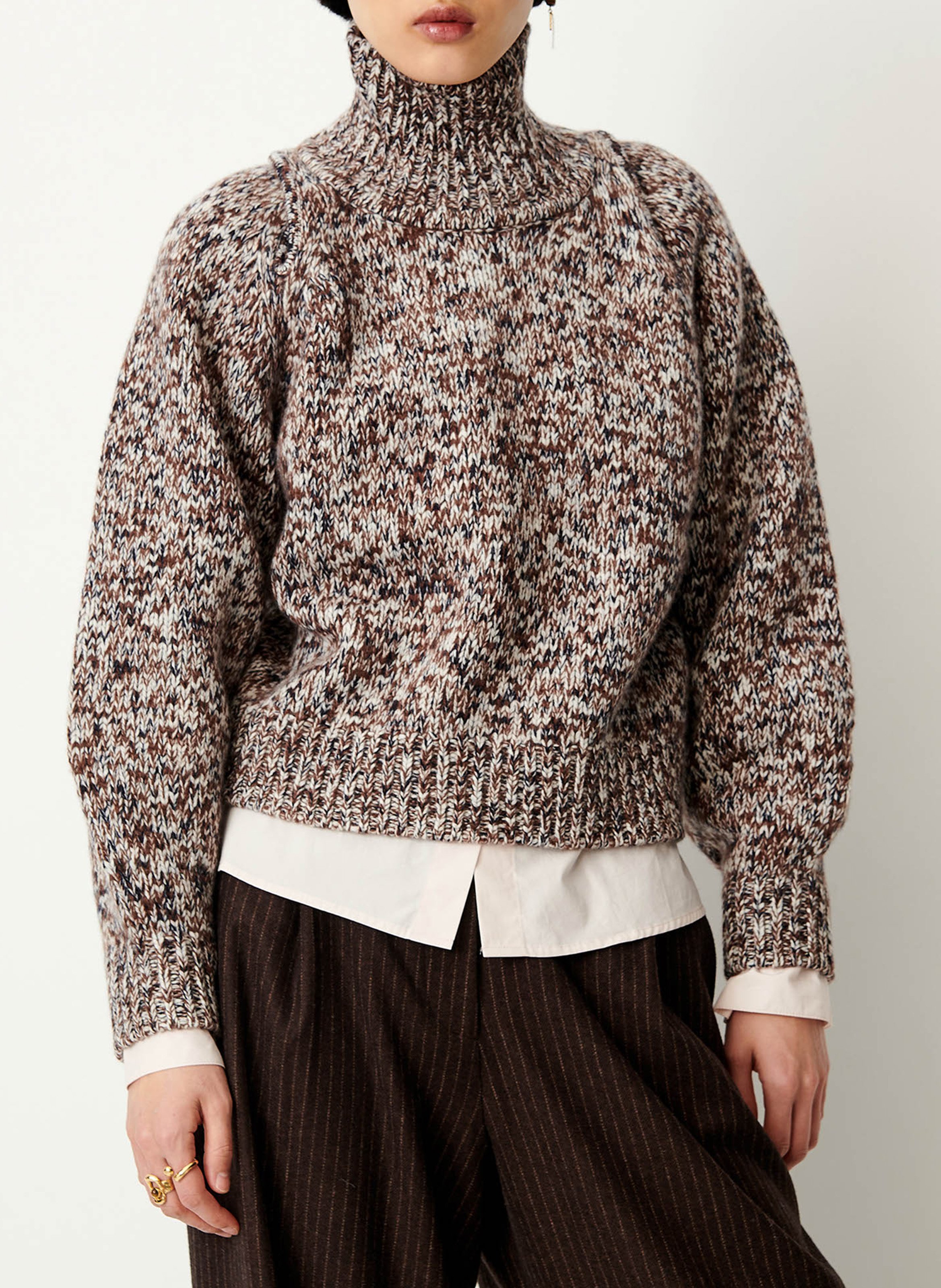 Loose-fit wool sweater with high neck SESSUN Brown