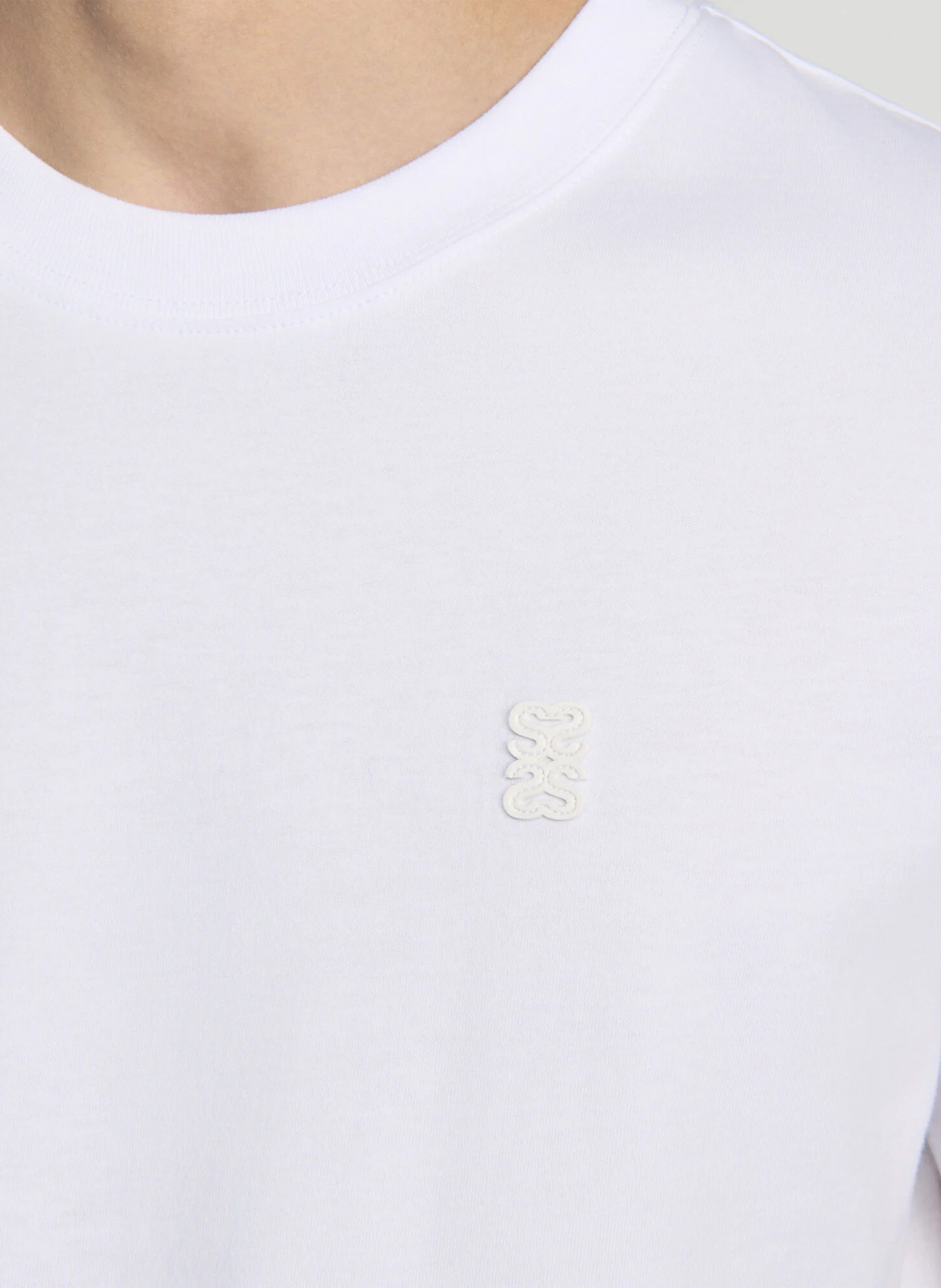 Tee-shirt droit col rond en coton SANDRO Blanc