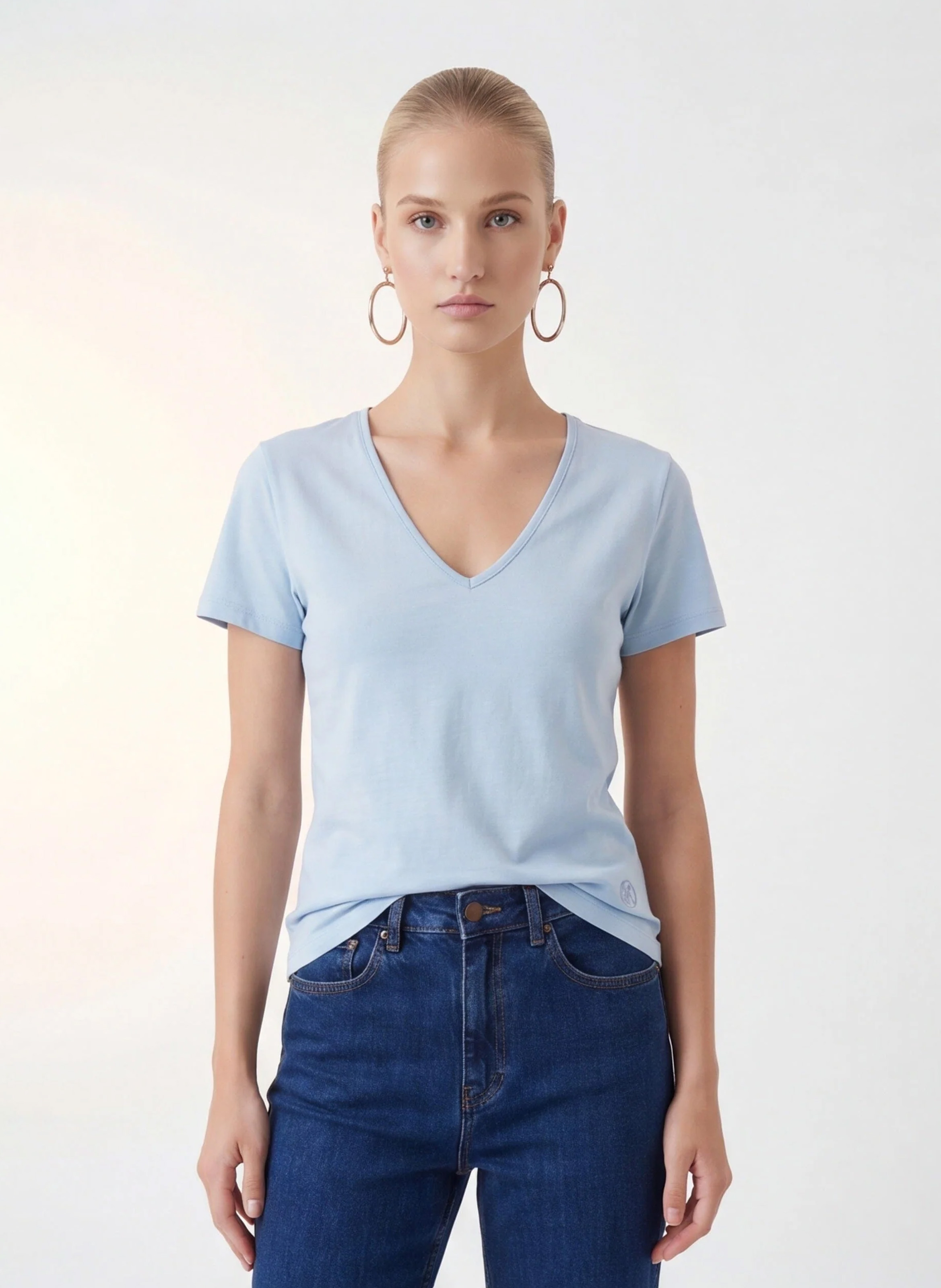Tee-shirt ajusté col V manches courtes KOOKAI