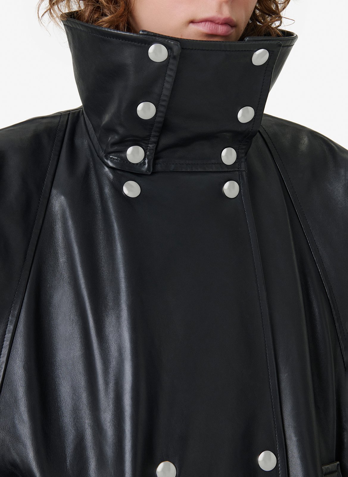 Oversize-Lederjacke IRO Schwarz