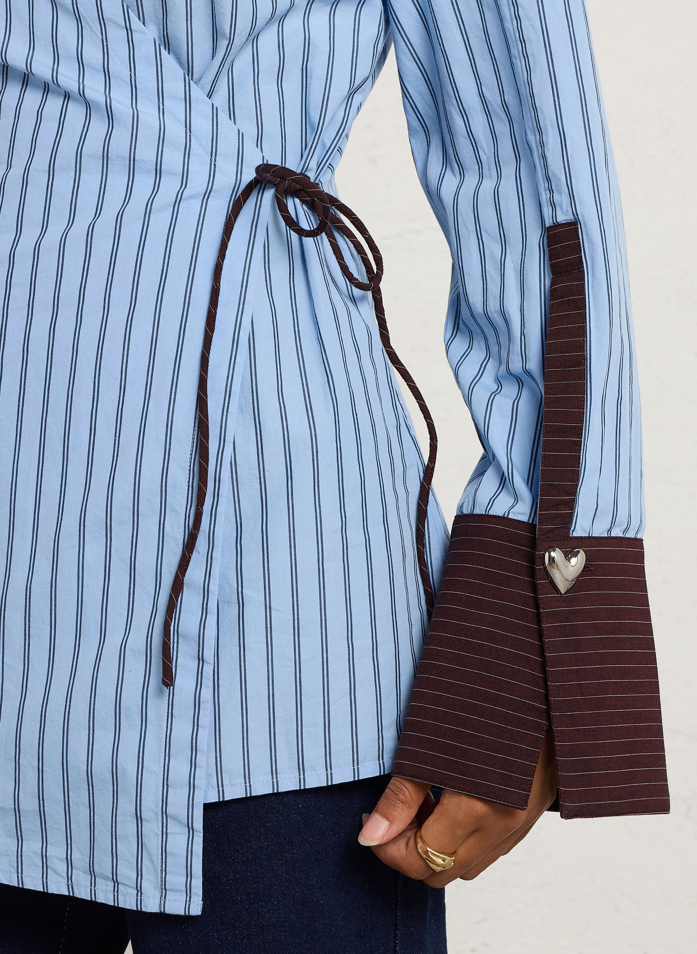 Chemise à rayures en coton FABIENNE CHAPOT Bleu