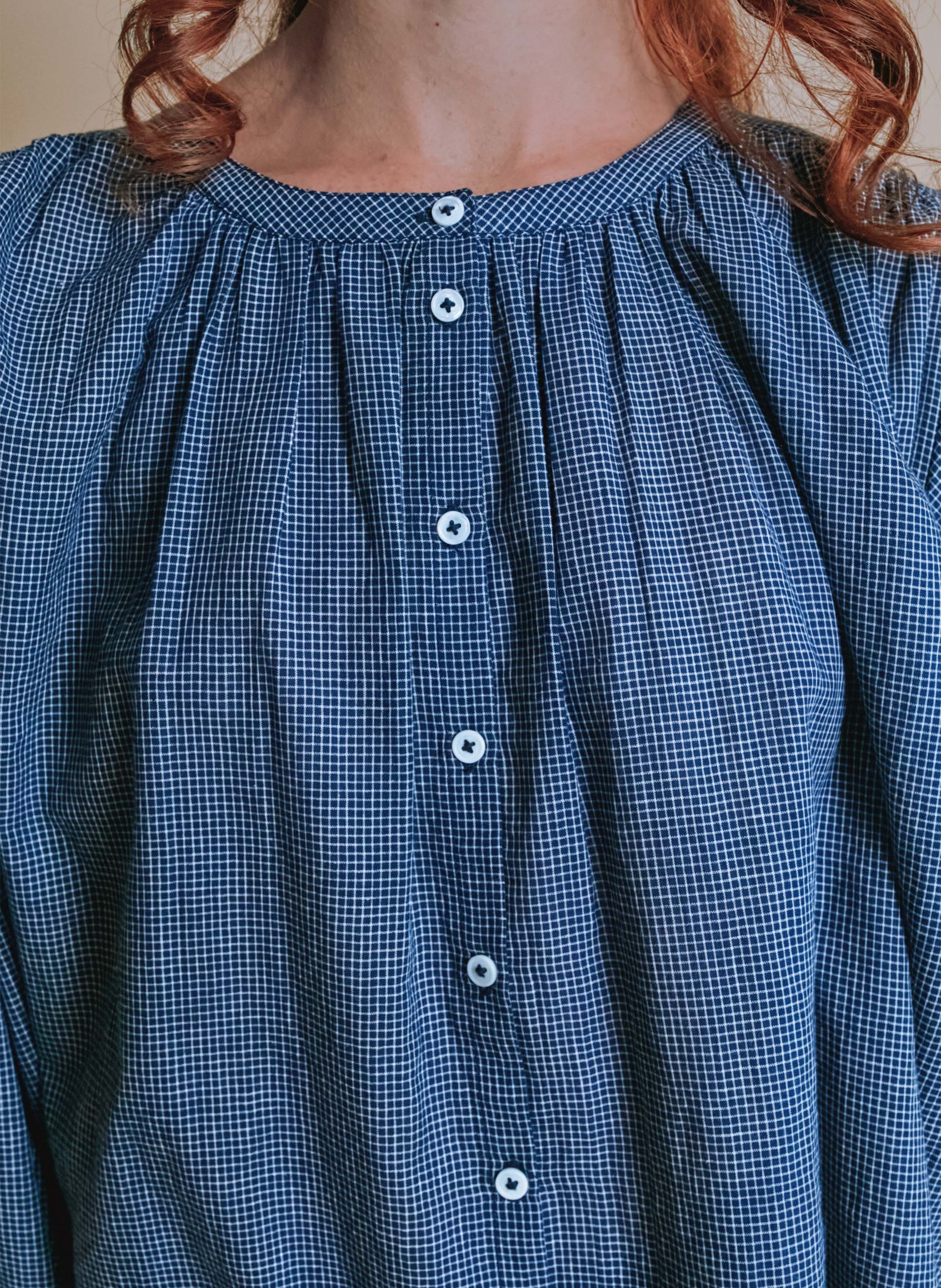 Baumwollbluse mit Rundhalskragen EMILE ET IDA Blau