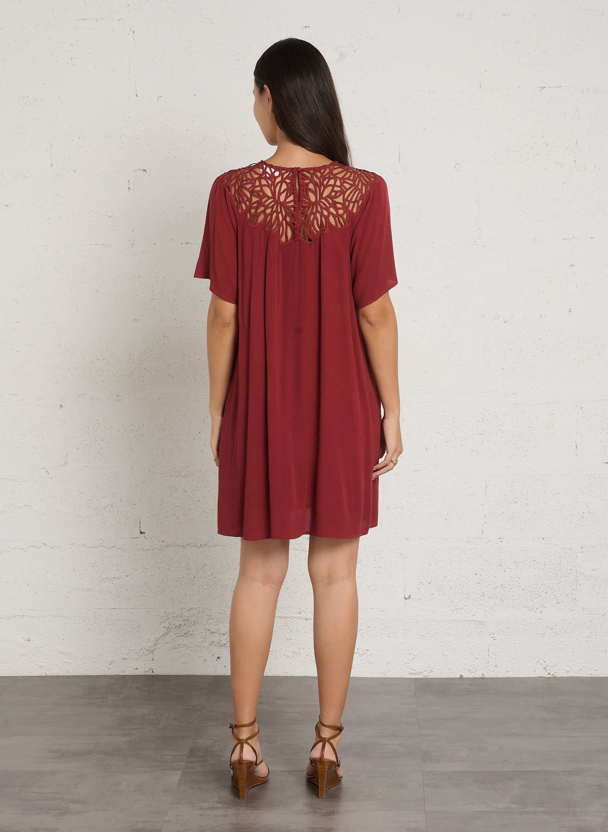 Robe droite avec dentelle MAISON 123 Rouge
