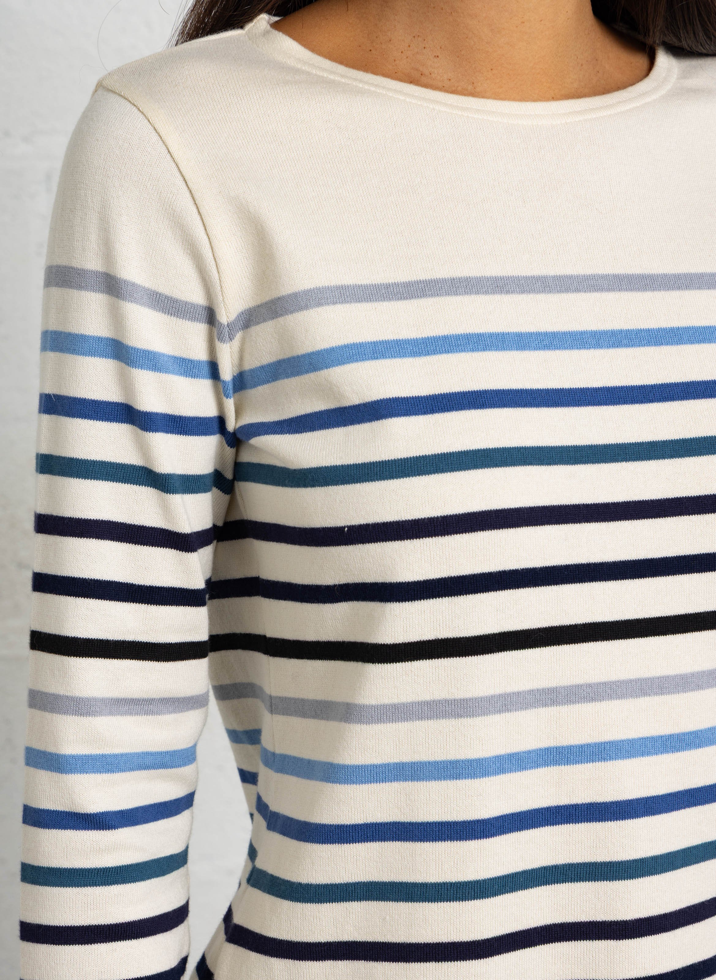 Gestreepte, katoenen trui met ronde hals ARMOR LUX Beige