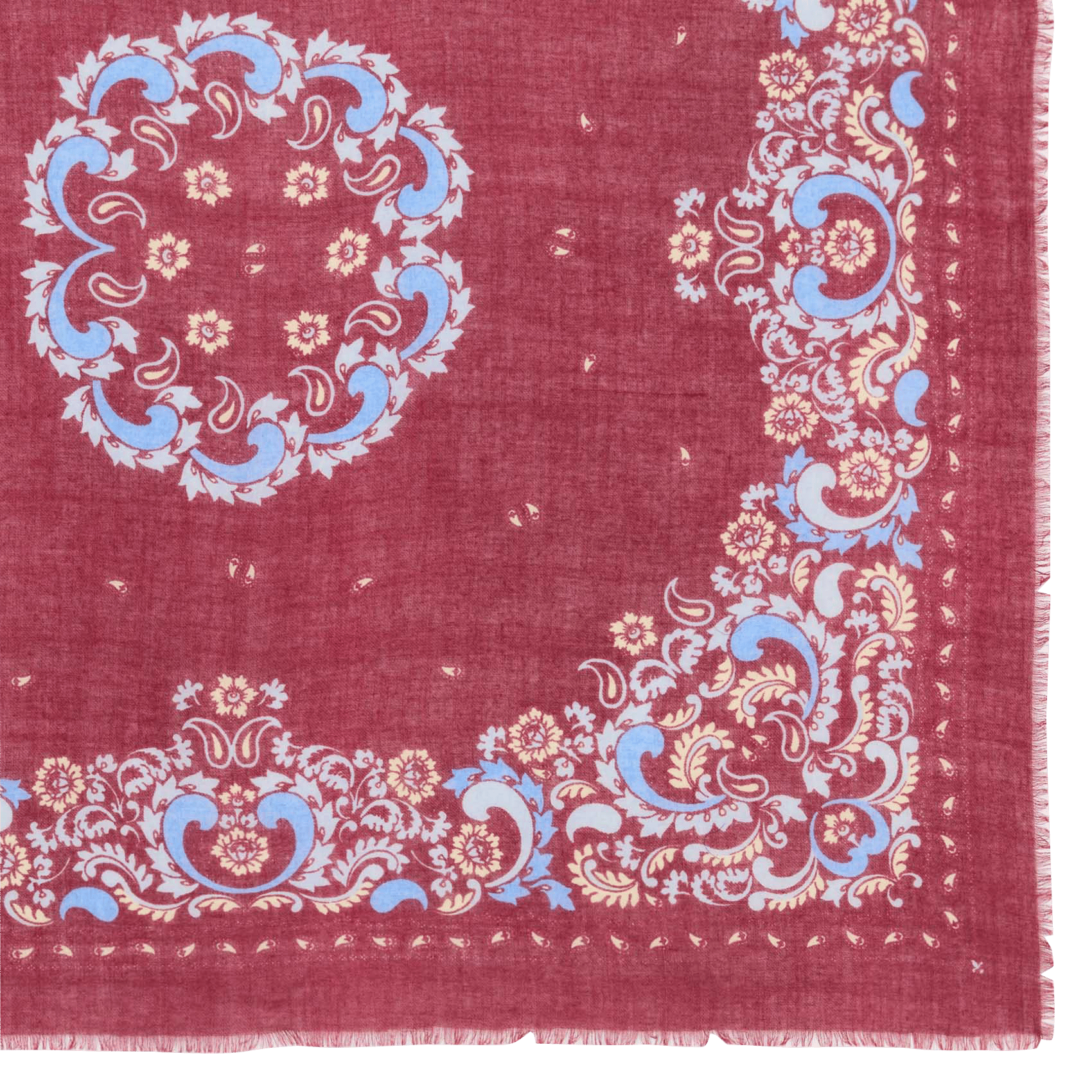 Foulard imprimé en laine et cachemire MAISON LECOMTE FLAMENT Rouge