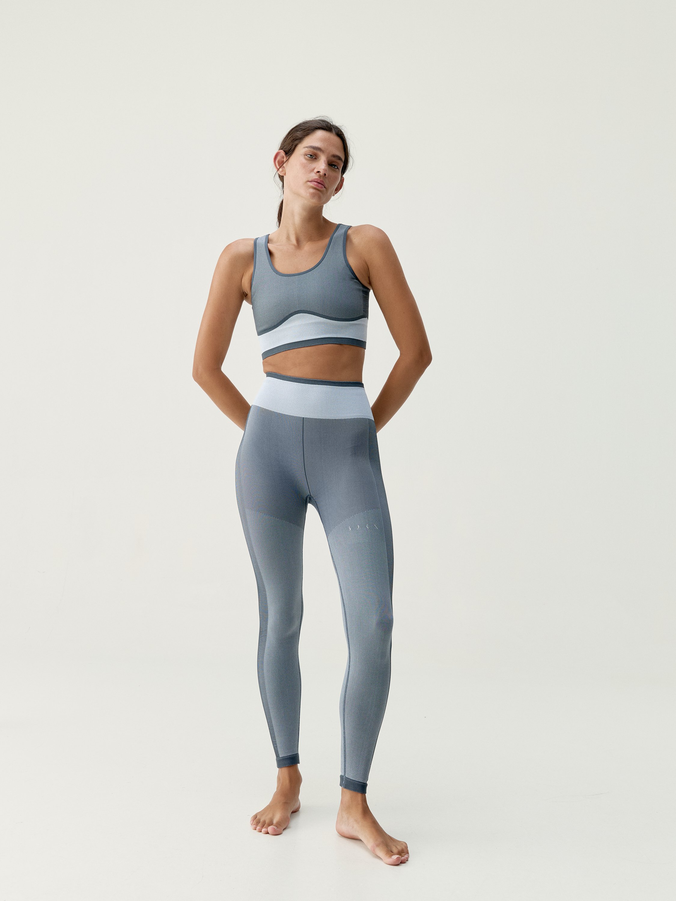 Women's high-waisted shaping sports leggings BORN Blue