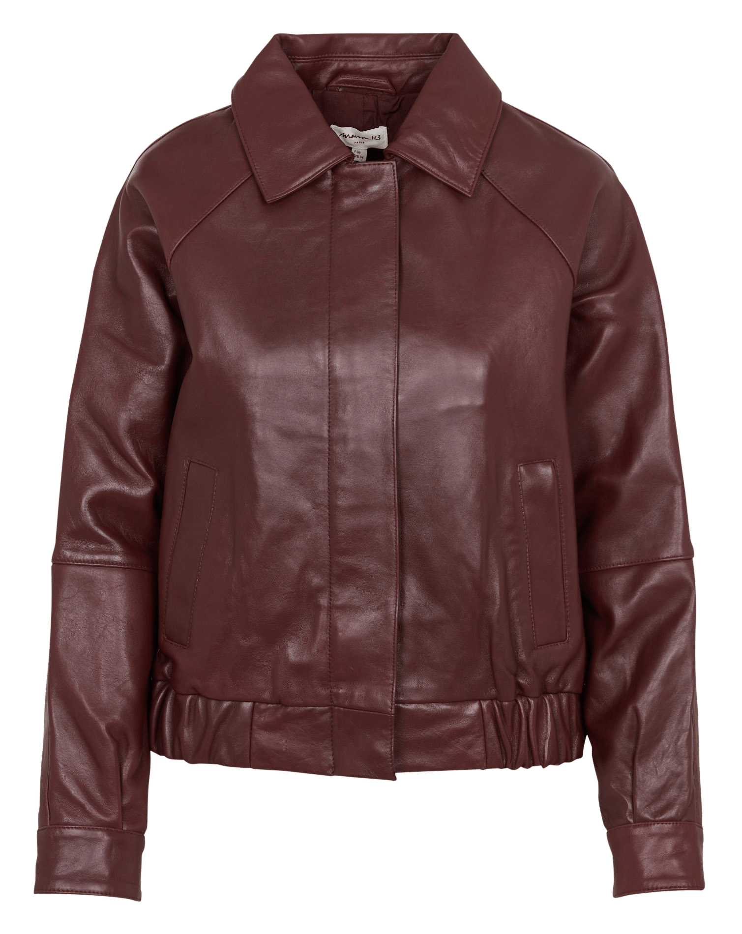 Veste droite unie en cuir MAISON 123 Marron