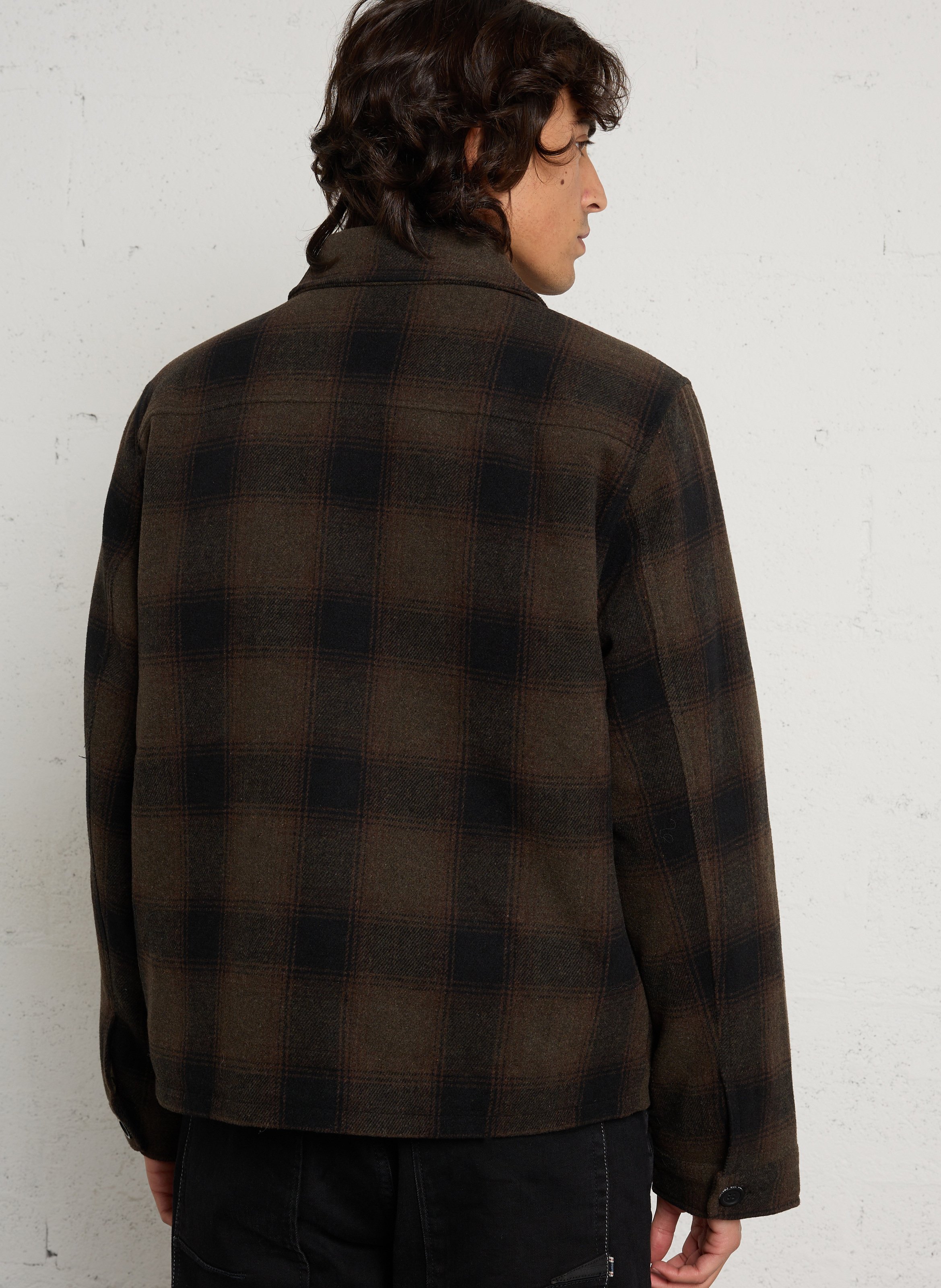 Blouson droit boutonné à carreaux LE TEMPS DES CERISES Vert