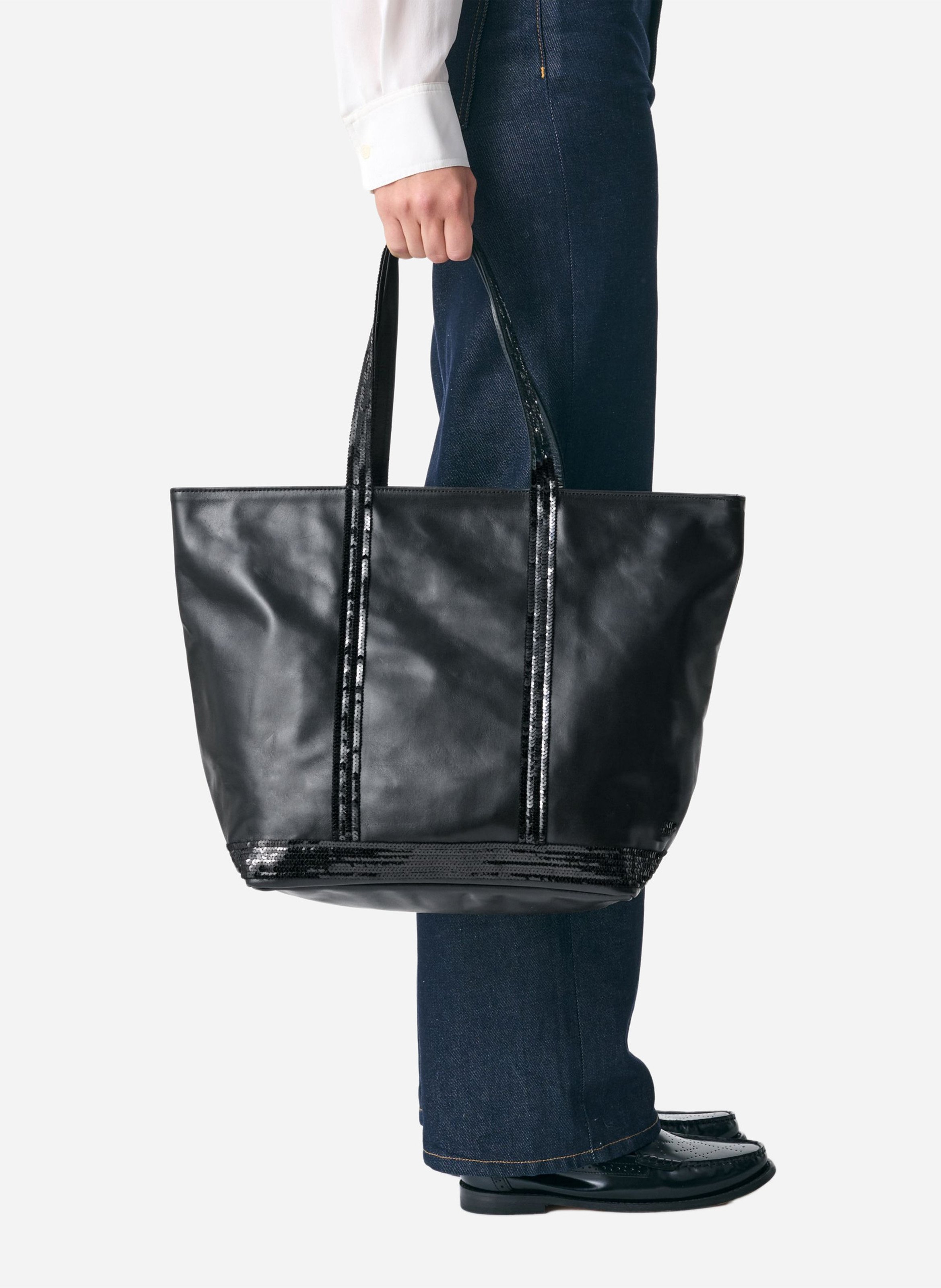 Kalfsleren shopper VANESSA BRUNO Zwart