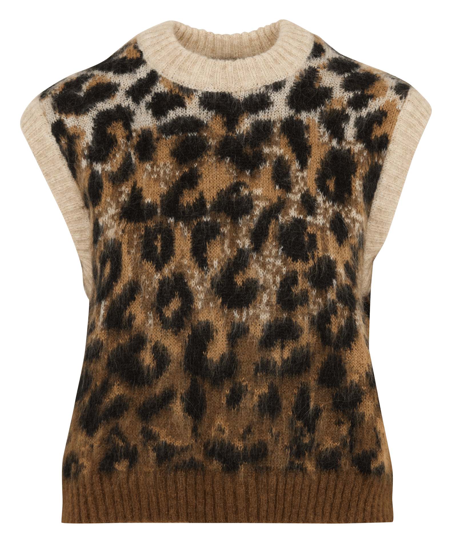 Pull col rond sans manches à motif LA FEE MARABOUTEE Marron