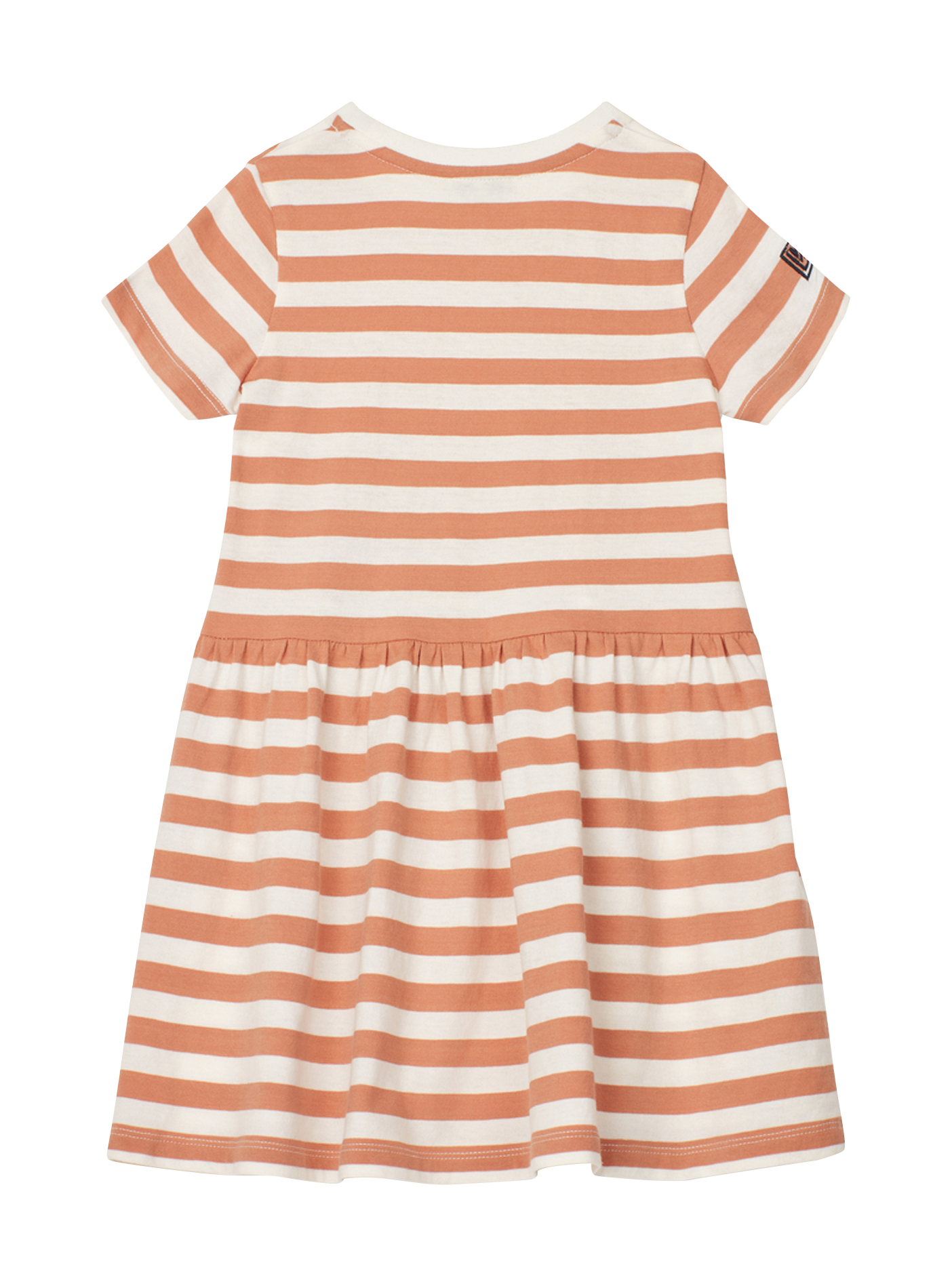 Short striped cotton-blend dress with round neck LIEWOOD White