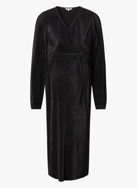 Black Pleated maternity midi dress