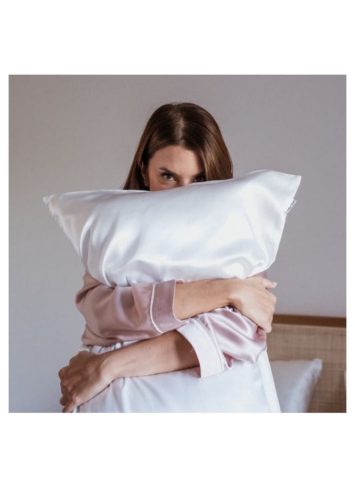 Taie D'oreiller En Soie 65x65 Rose Blanc Emily's Pillow - Maison