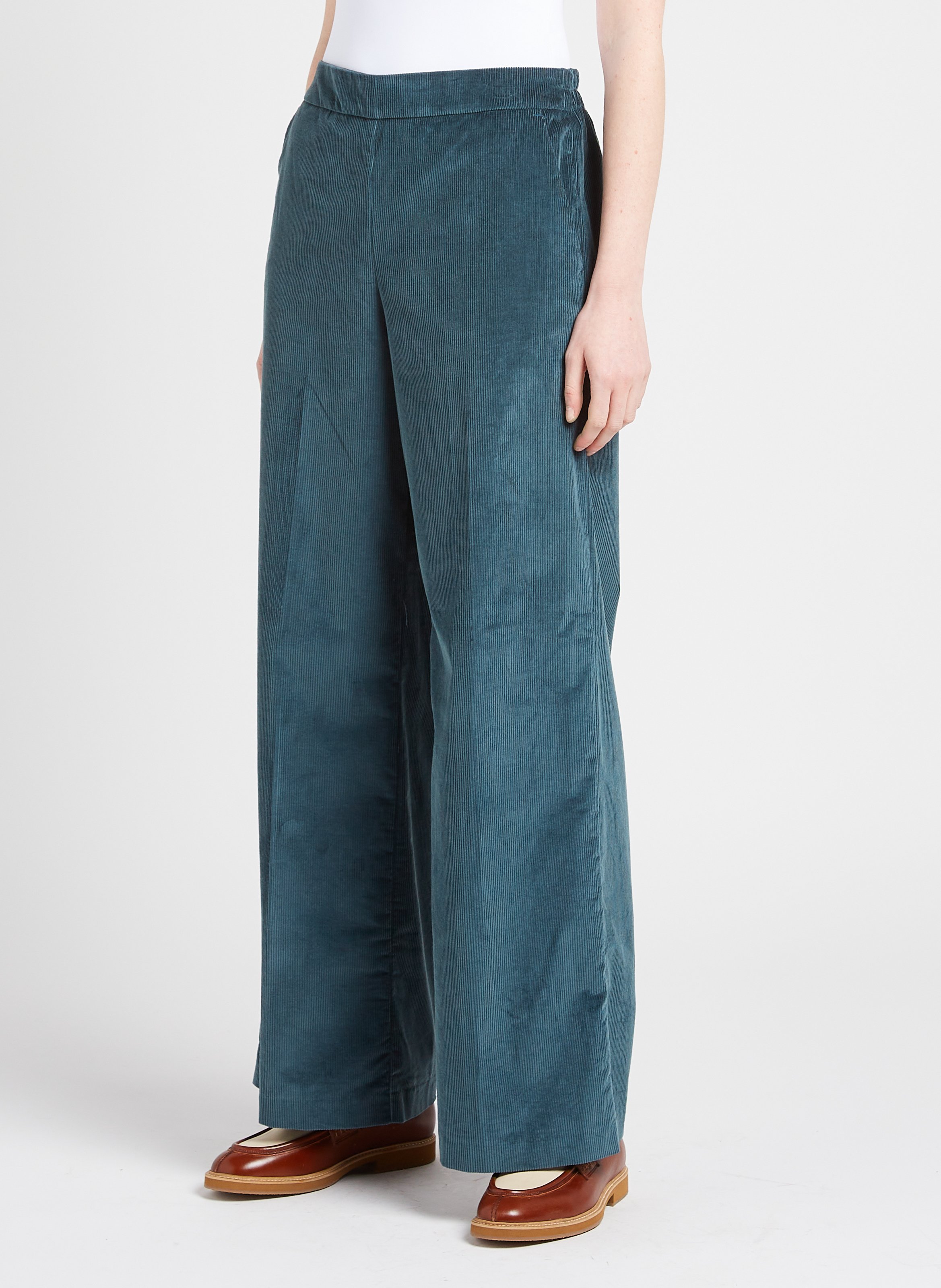 Flared cotton-blend pants ATTIC AND BARN Yellow