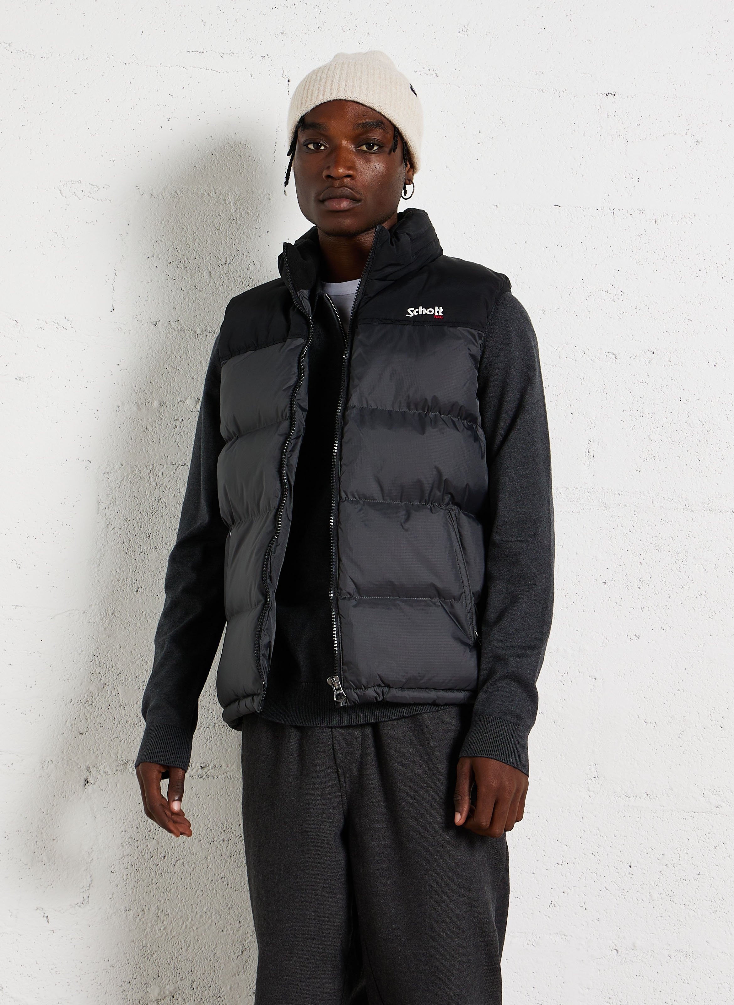 Padded zip-up vest SCHOTT Black
