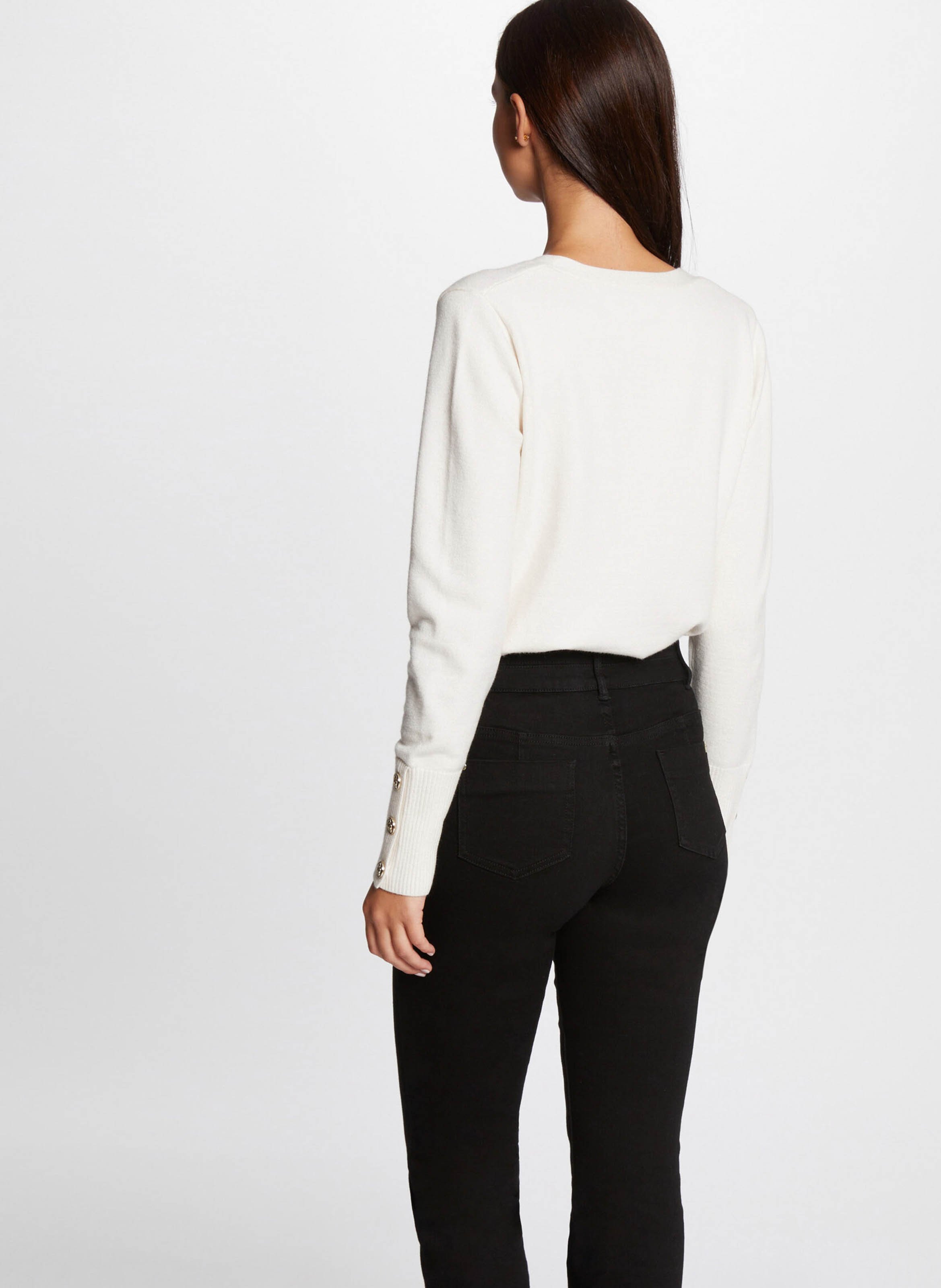 Pull droit col V MORGAN Beige