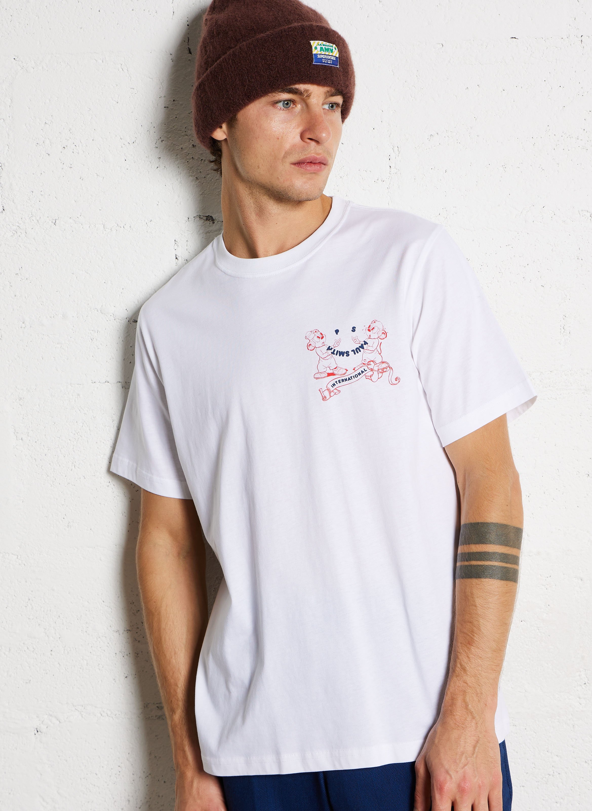 Straight printed organic cotton t-shirt PAUL SMITH White