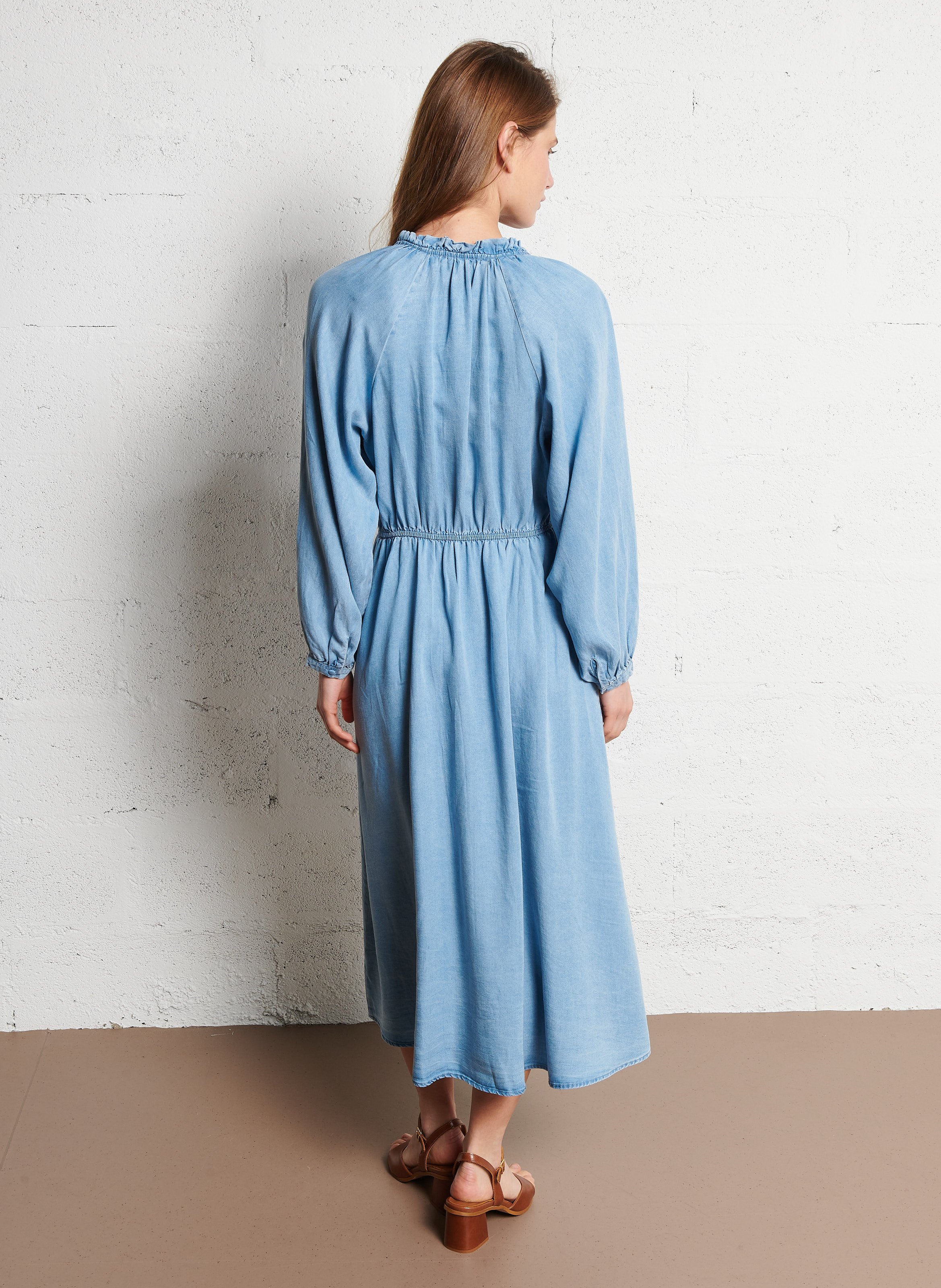 Lange jurk met ronde hals LA PETITE ETOILE Jeans Stone