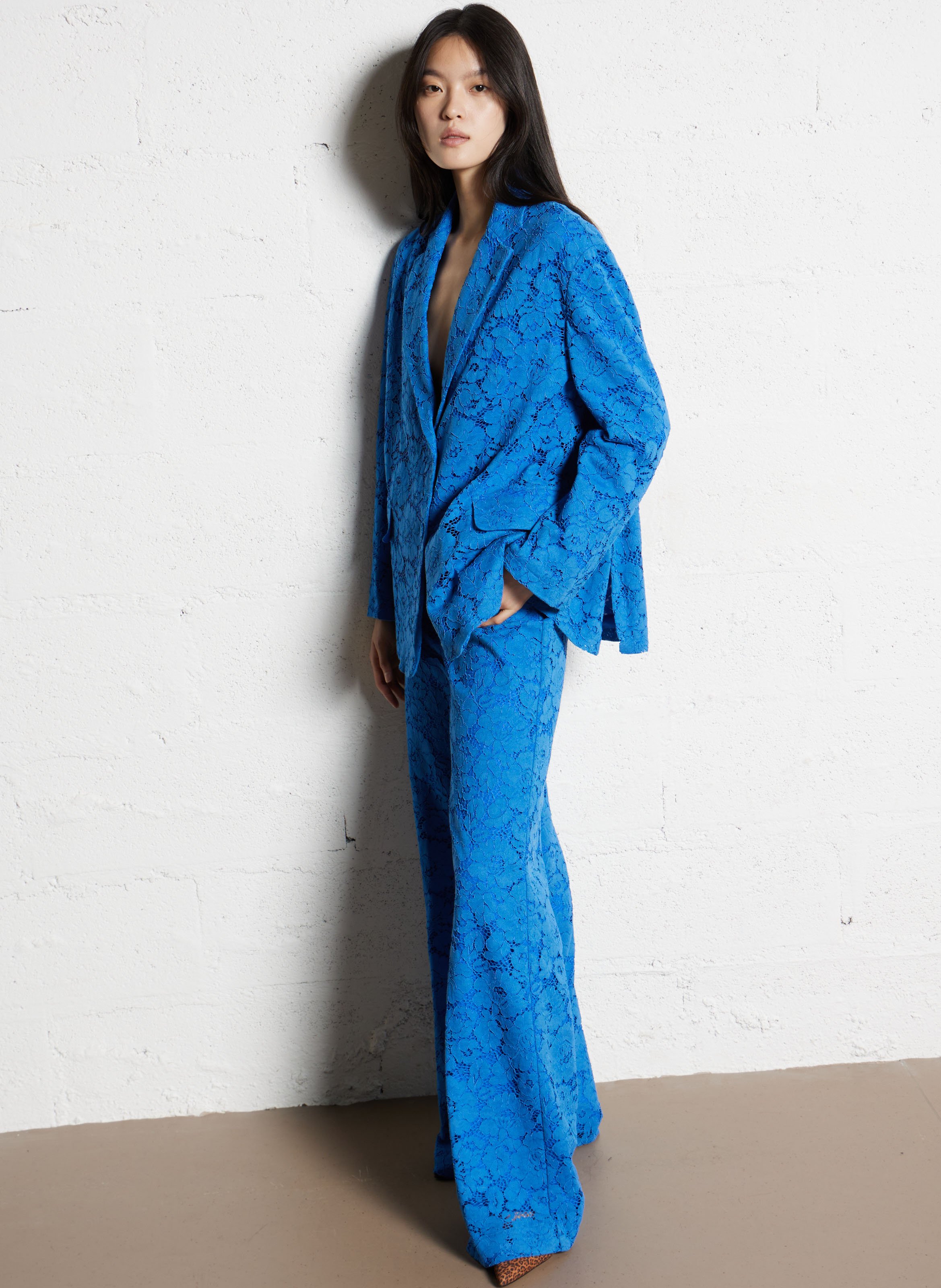 Pantalon large en dentelle MOMONI Bleu