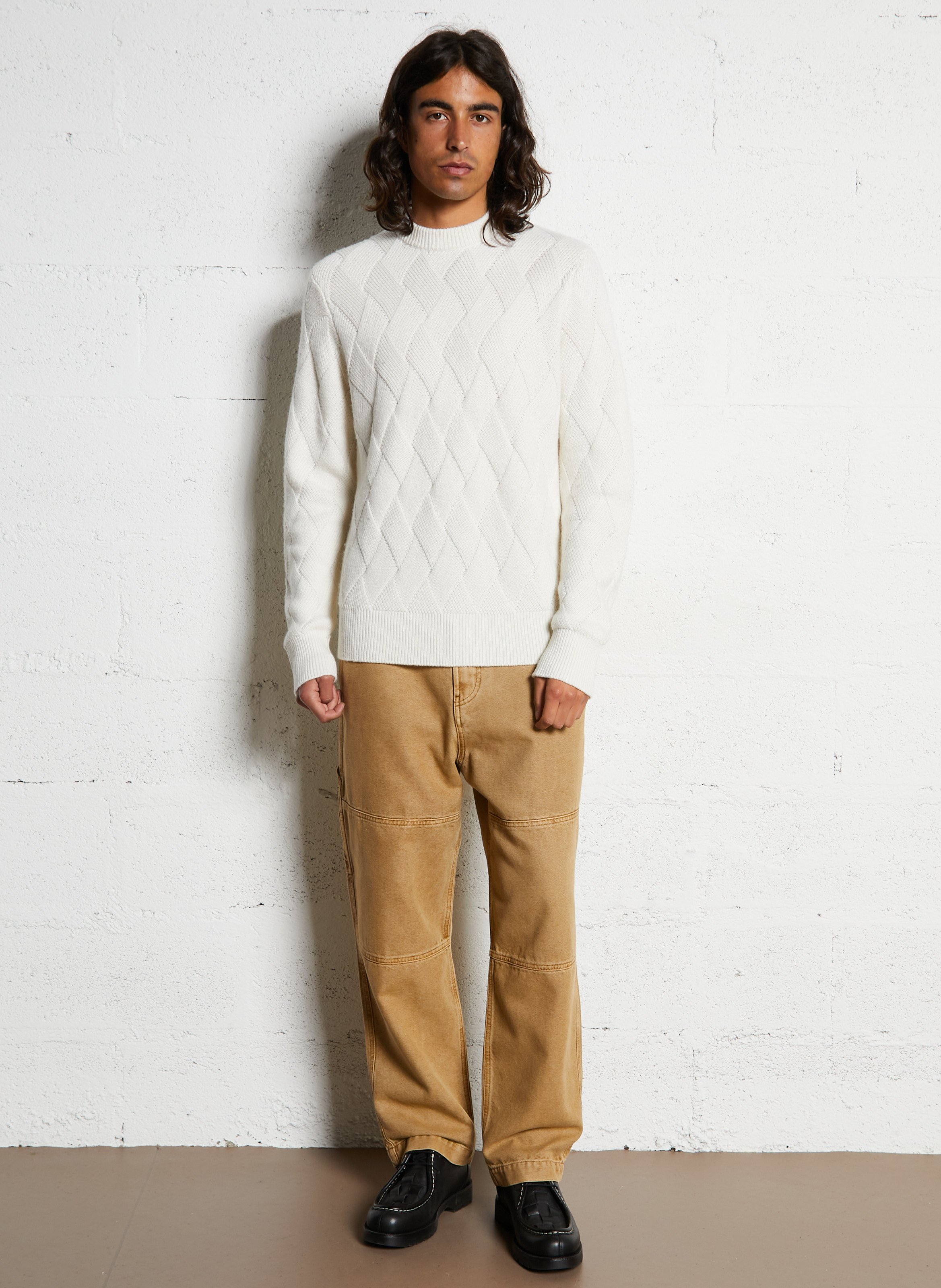 Carpenter style washed denim jeans IKKS Beige