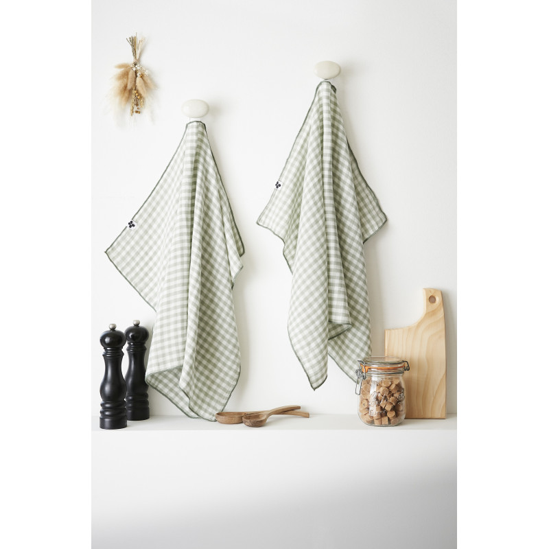 Lot de 2 essuie-mains en gaze de coton L'EFFET PAPILLON Vert