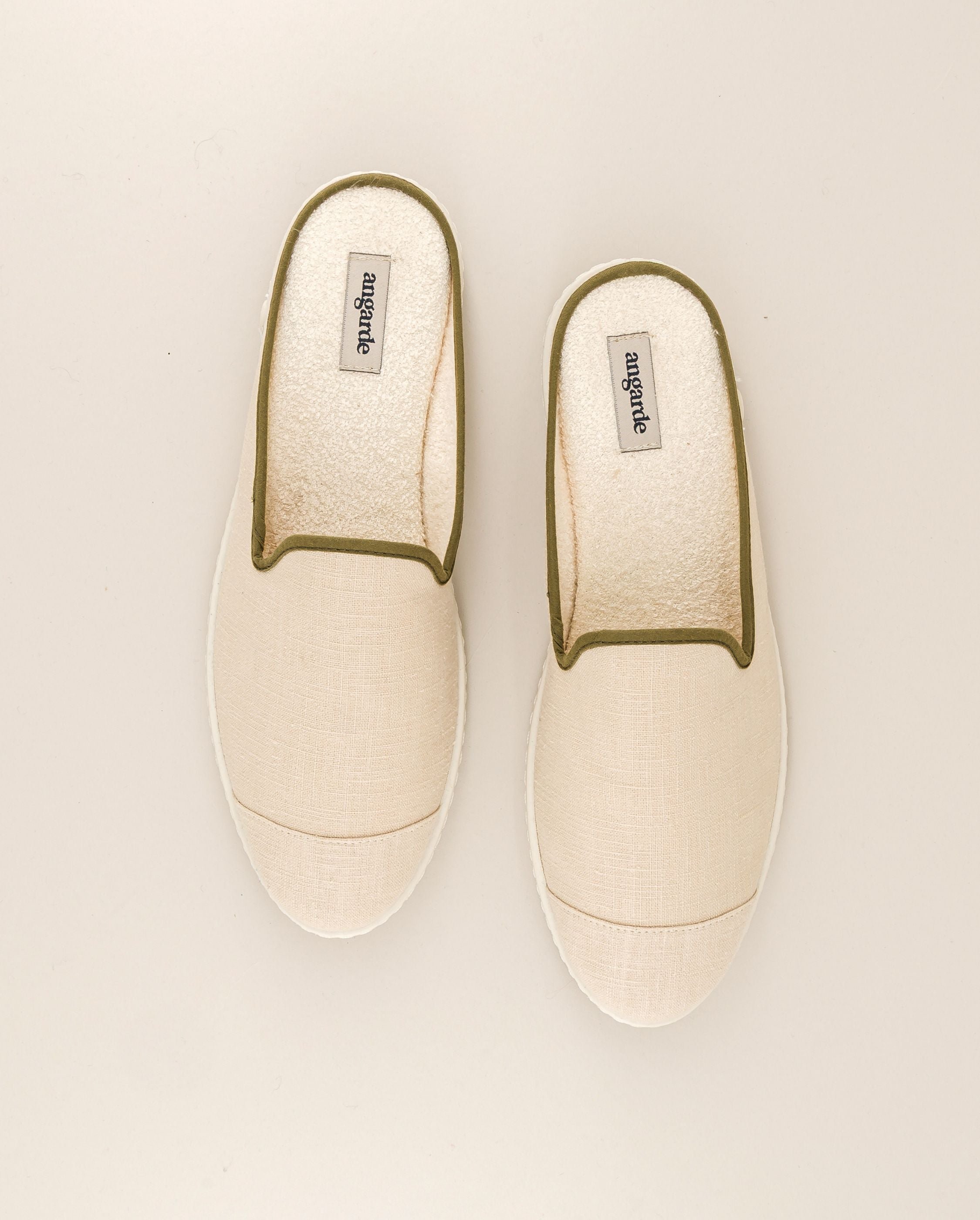 Men's linen mule, beige khaki ANGARDE Beige