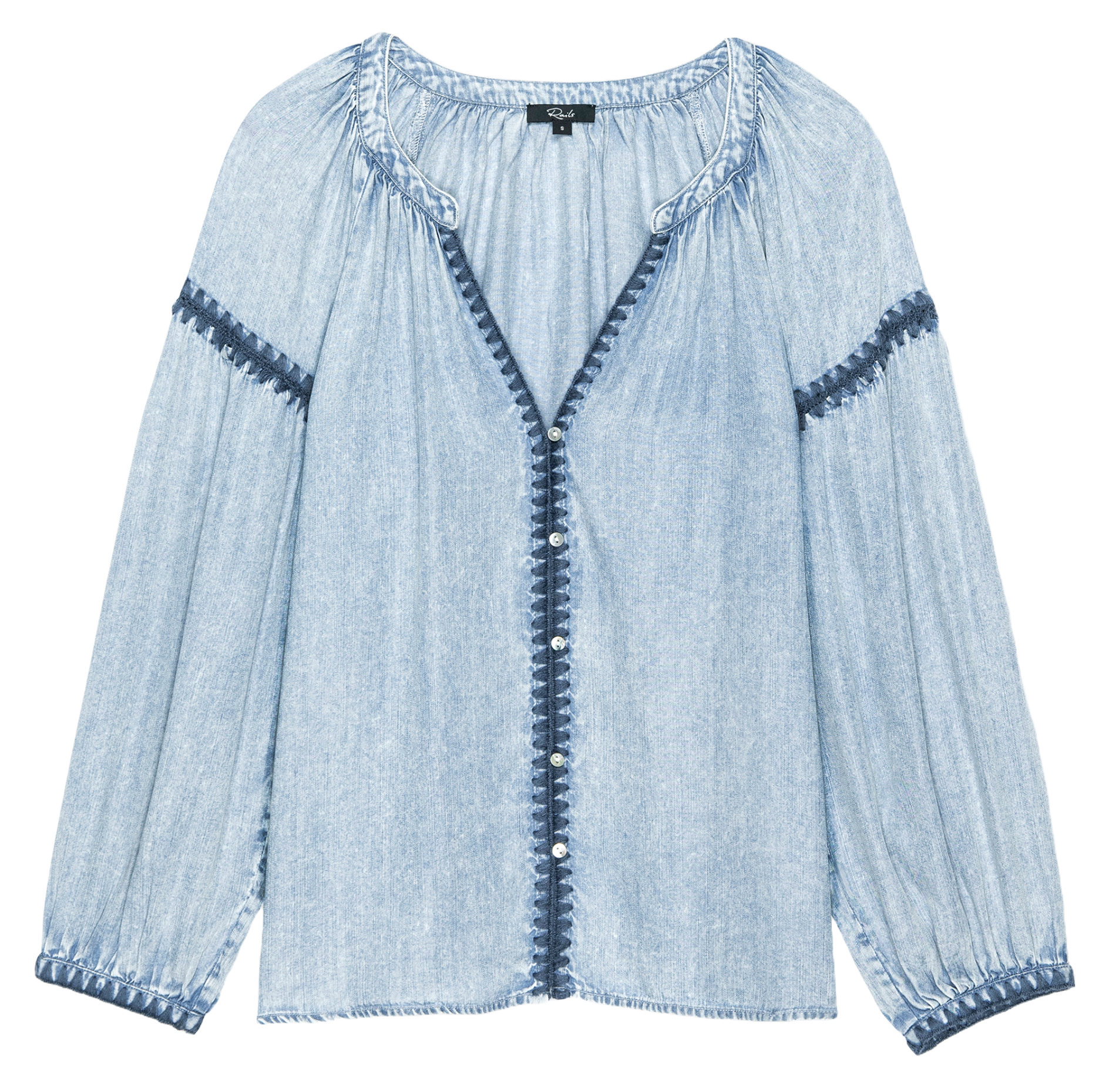Weite Bluse mit Stickereien im Used-Look RAILS Blau
