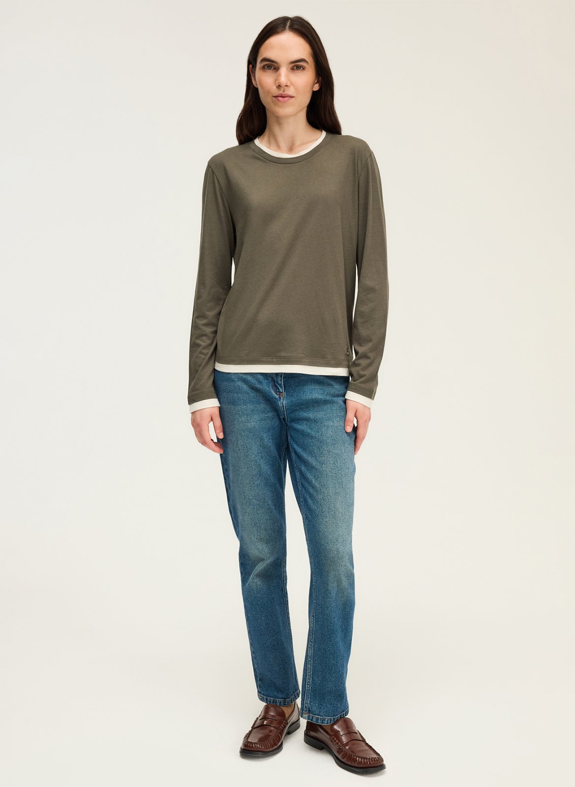 Straight cotton-blend T-shirt PABLO Khaki