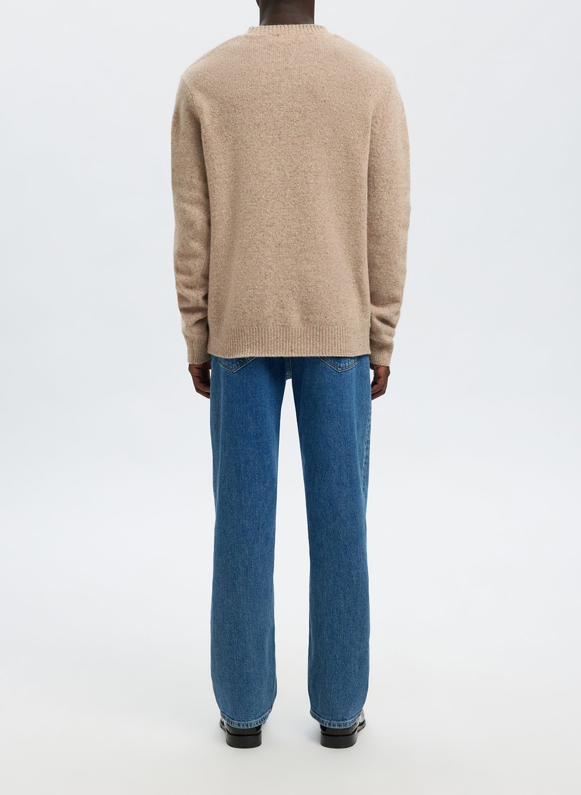 Pull droit uni en laine mélangée SELECTED Beige