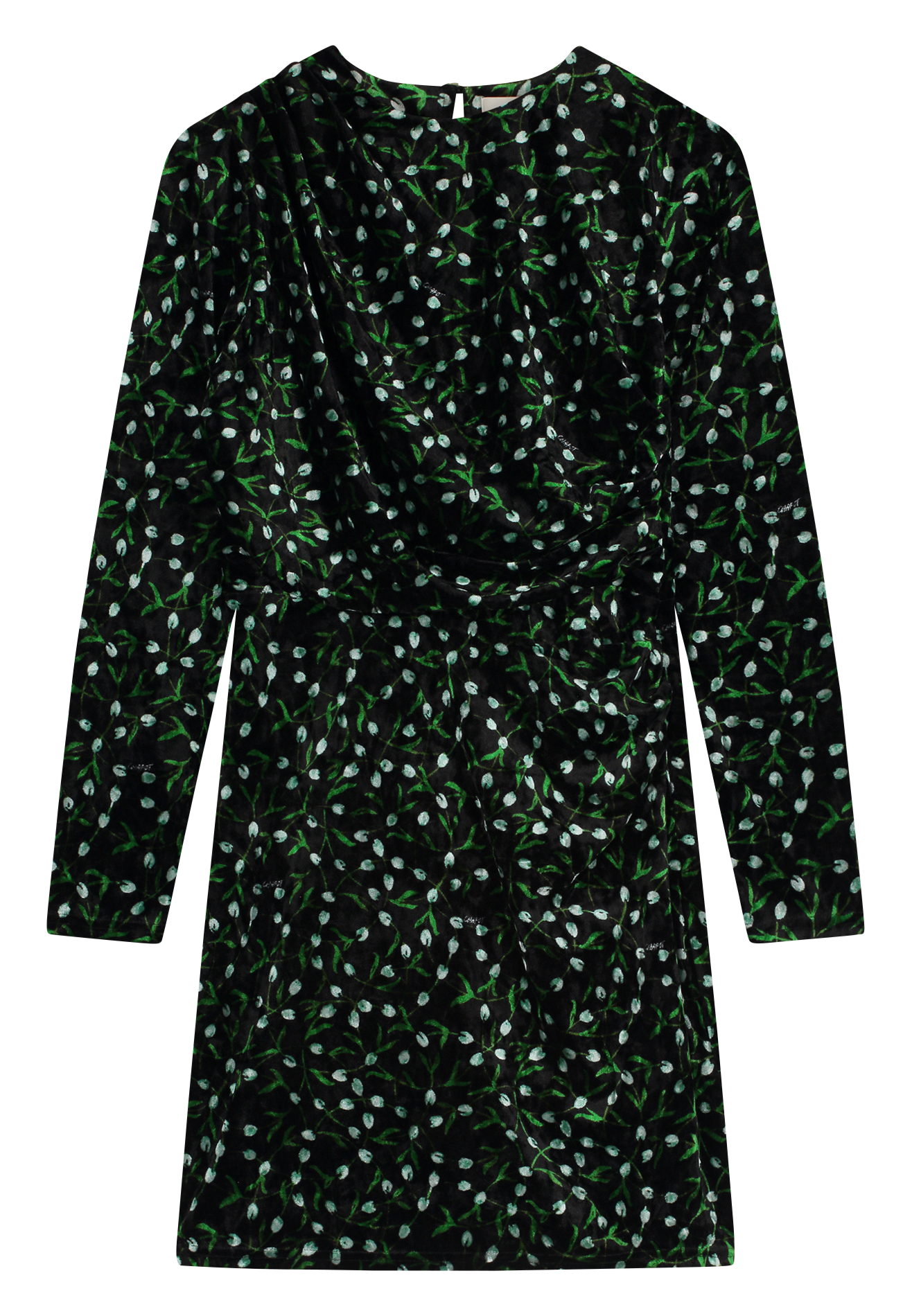 Robe droite drapée en velours imprimé FABIENNE CHAPOT Noir