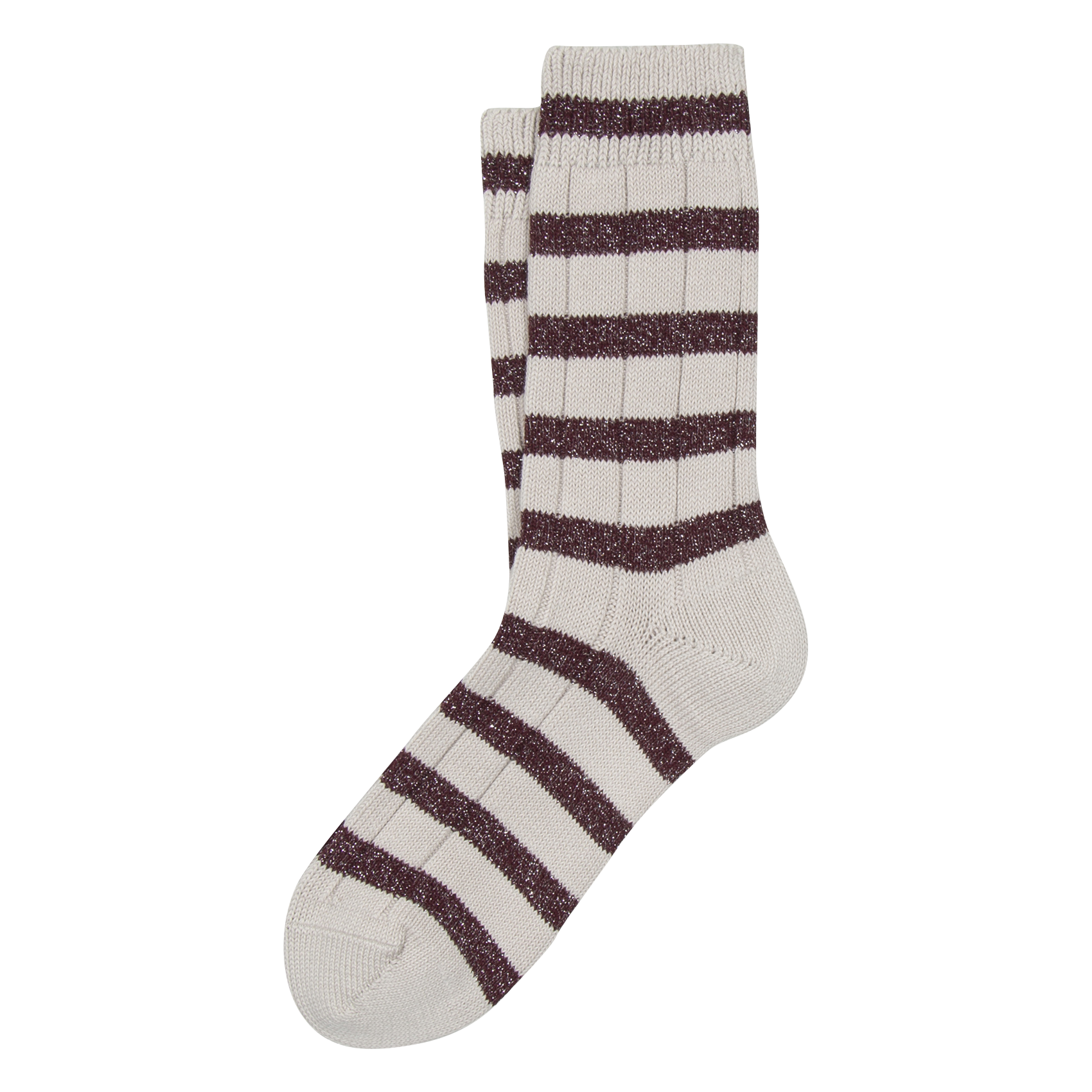 Chaussettes en coton mélangé rayé ANT45 Blanc