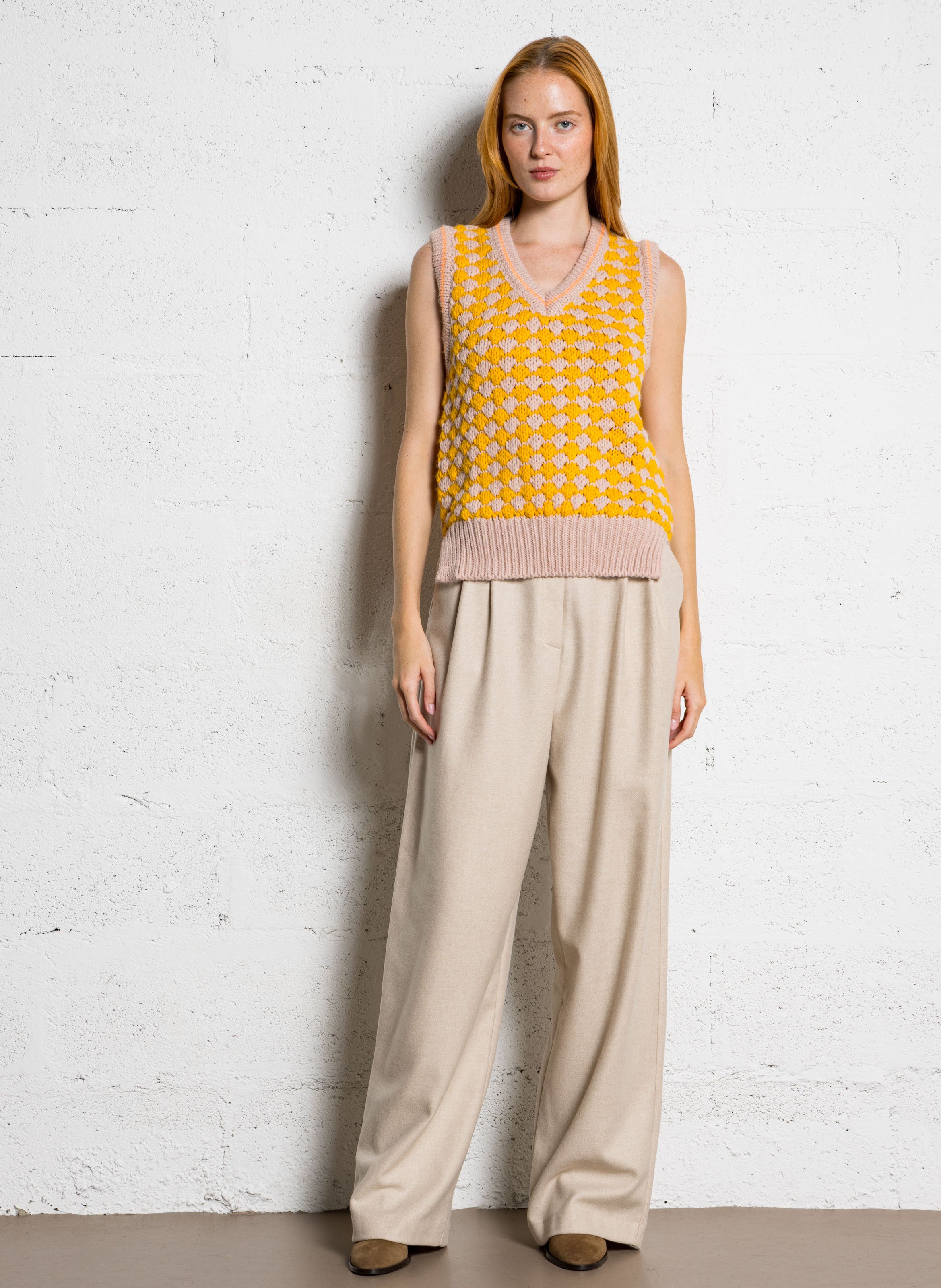 Wijde effen pantalon met hoge taille THE NEW SOCIETY Beige