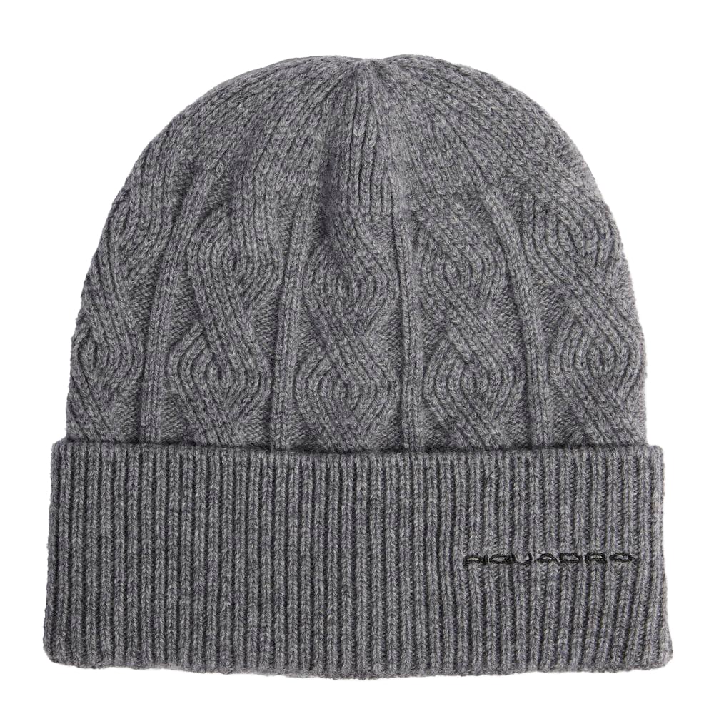 100% pure wool beanie PIQUADRO Grey