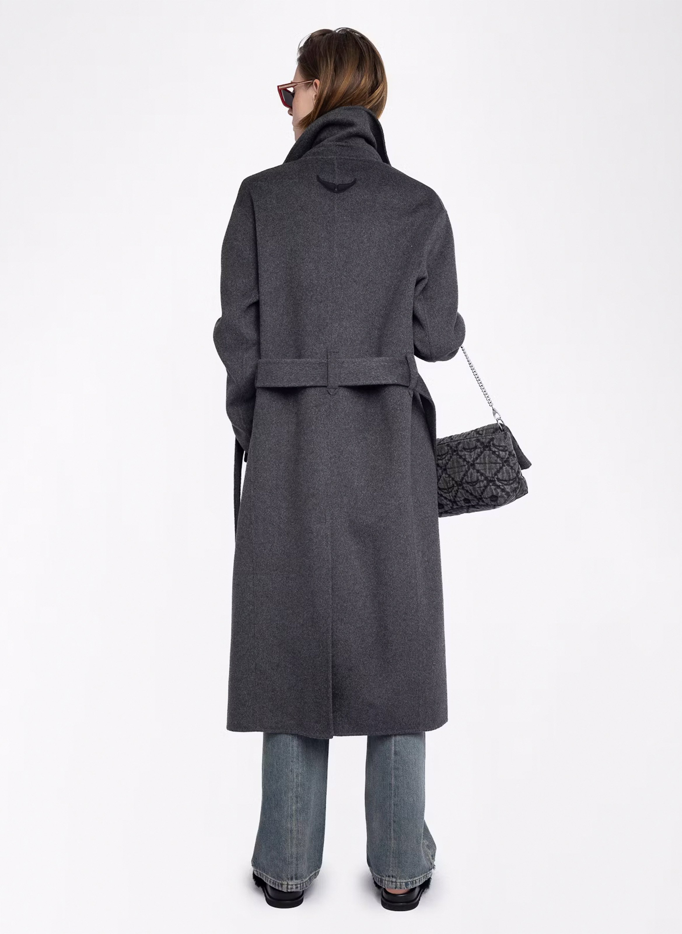 Manteau droit col tailleur en laine mélangée ZADIG&VOLTAIRE Gris