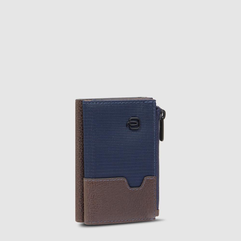 Compact wallet with pop-up card holder, coin pocket, and RFID protection PIQUADRO Blue