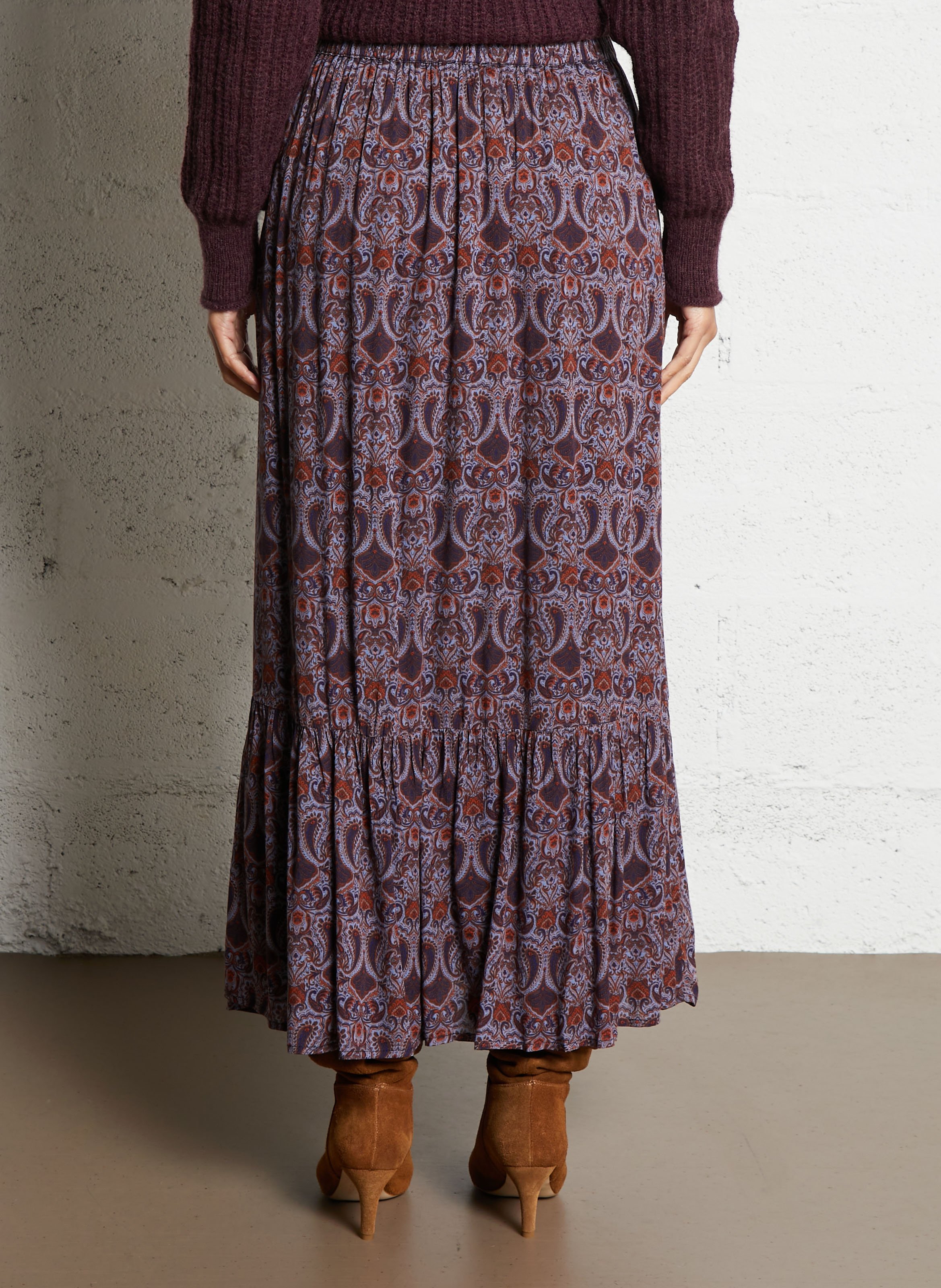 Wijd uitlopende hoge taille bedrukte rok LA PETITE ETOILE Veelkleurig