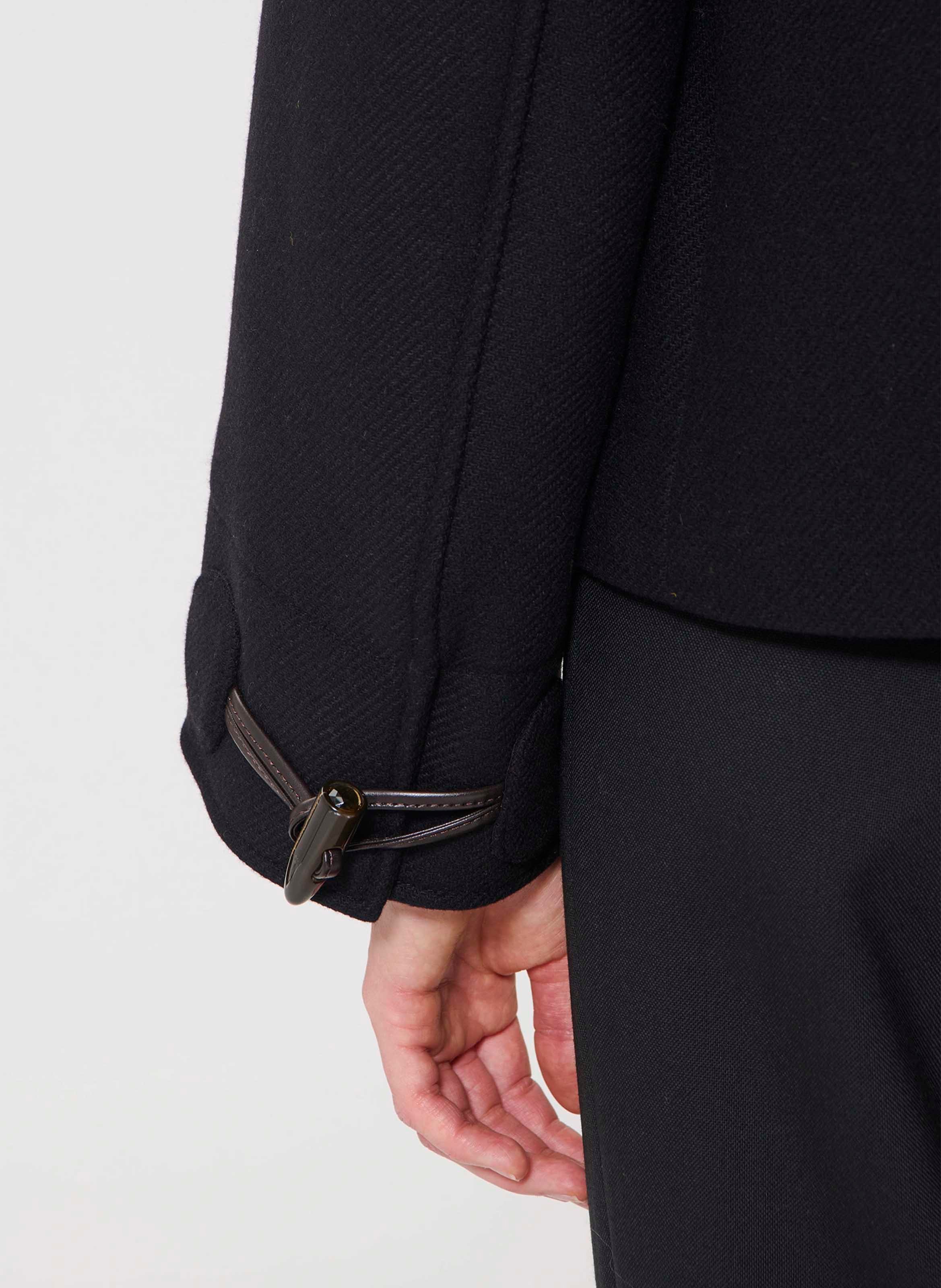 Short solid color wool blend coat TARA JARMON Black