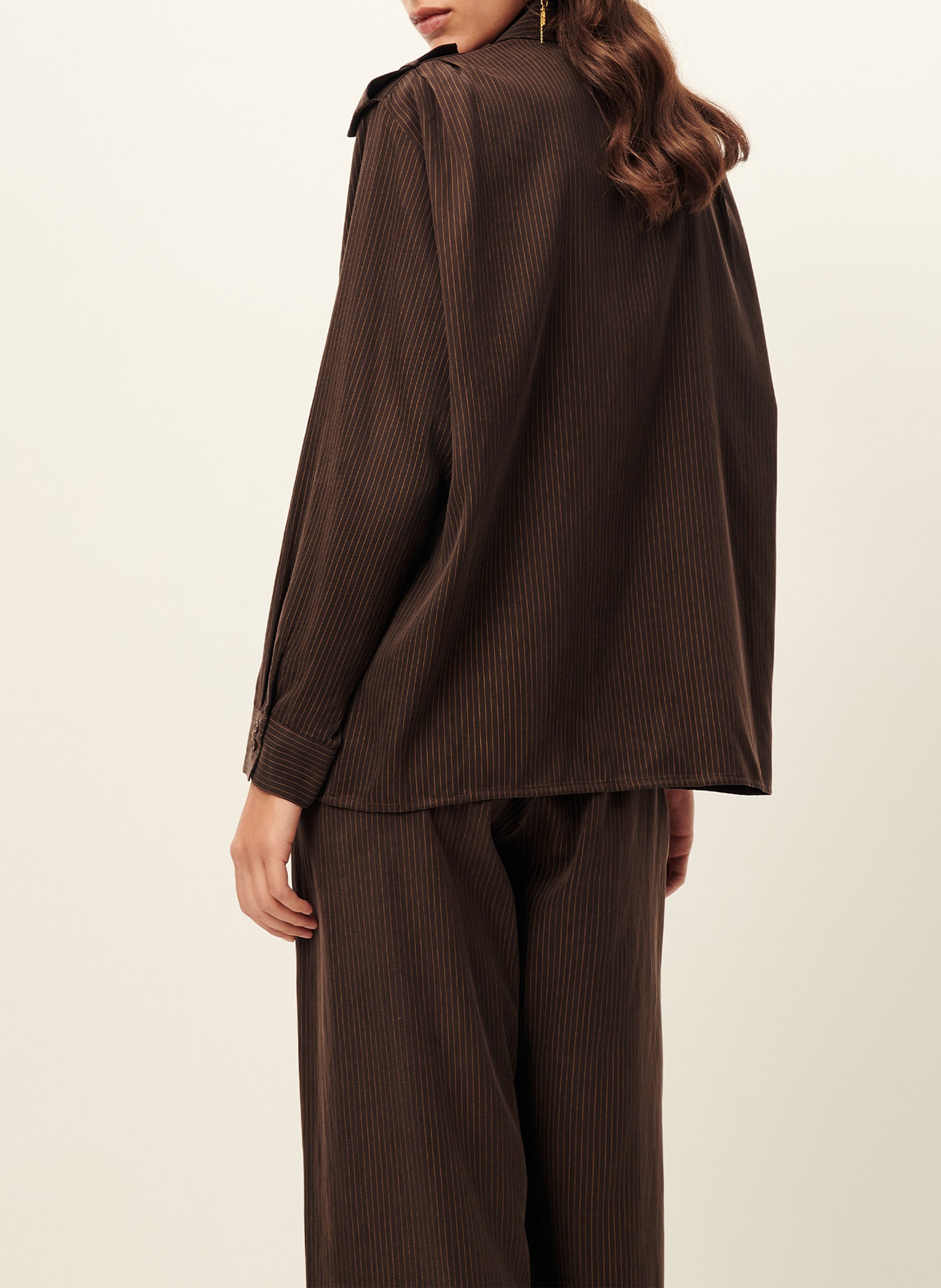 Chemise ample boutonnée à rayures SESSUN Marron