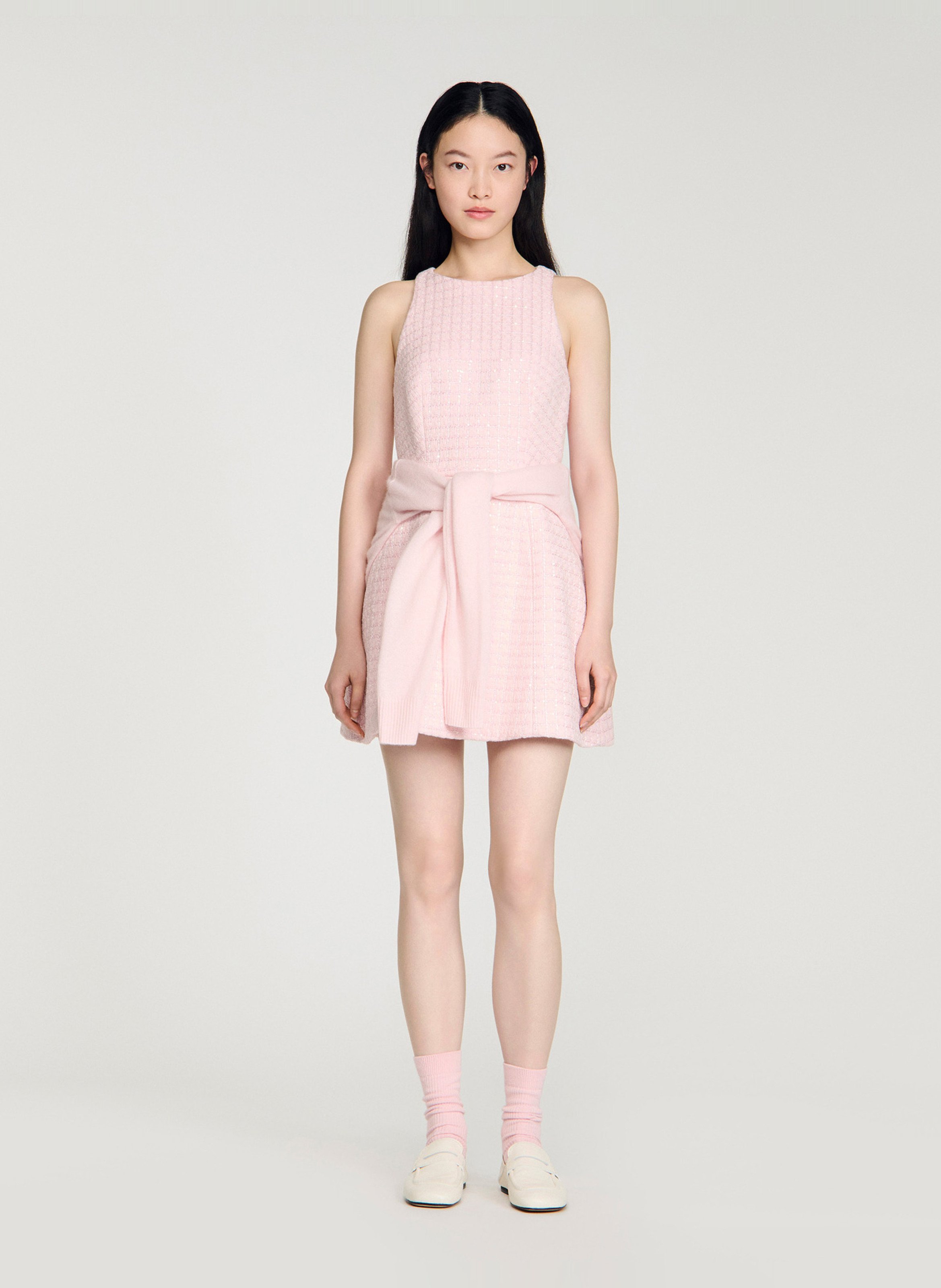 Robe courte col rond en tweed SANDRO Rose