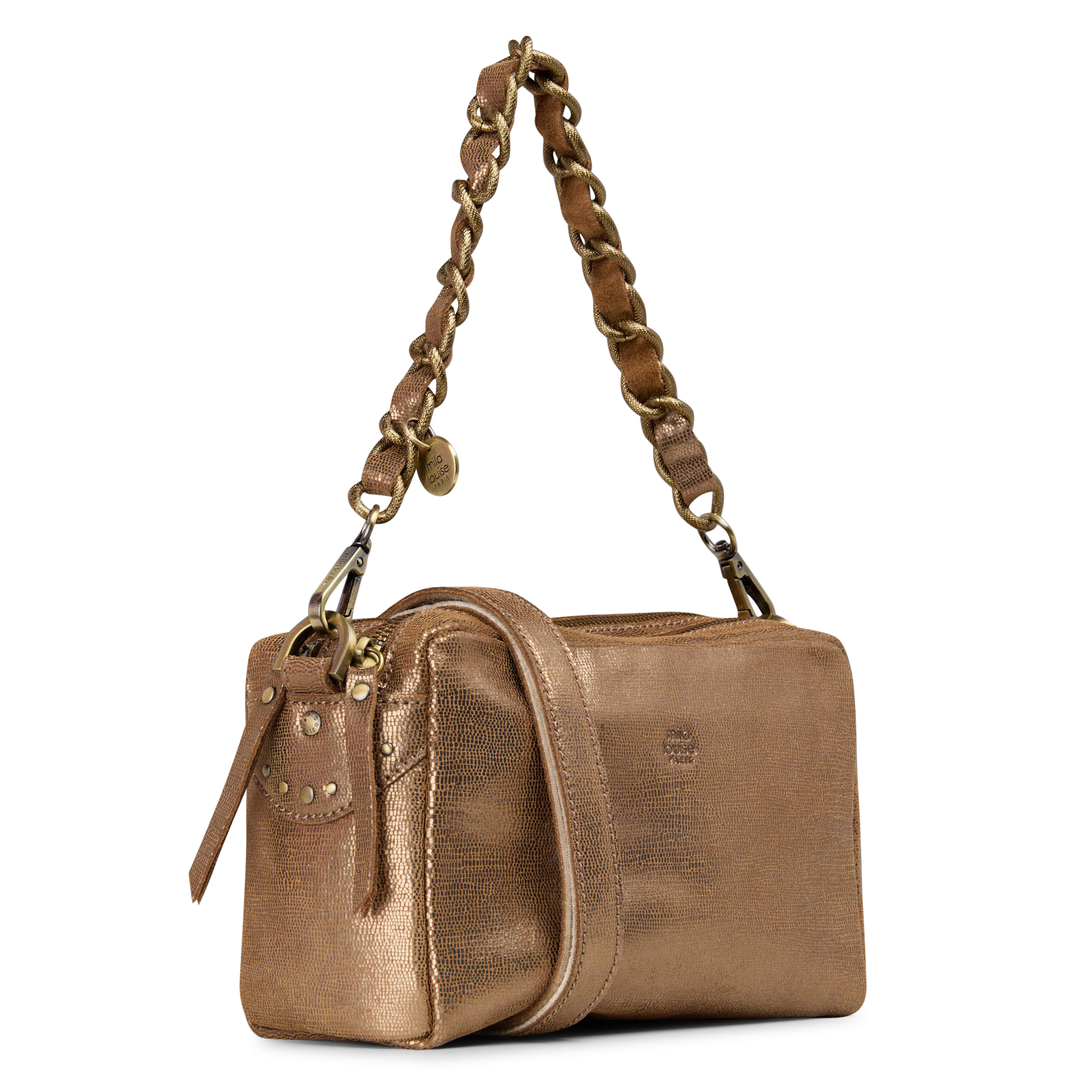 Leren clutch MILA LOUISE Bruin