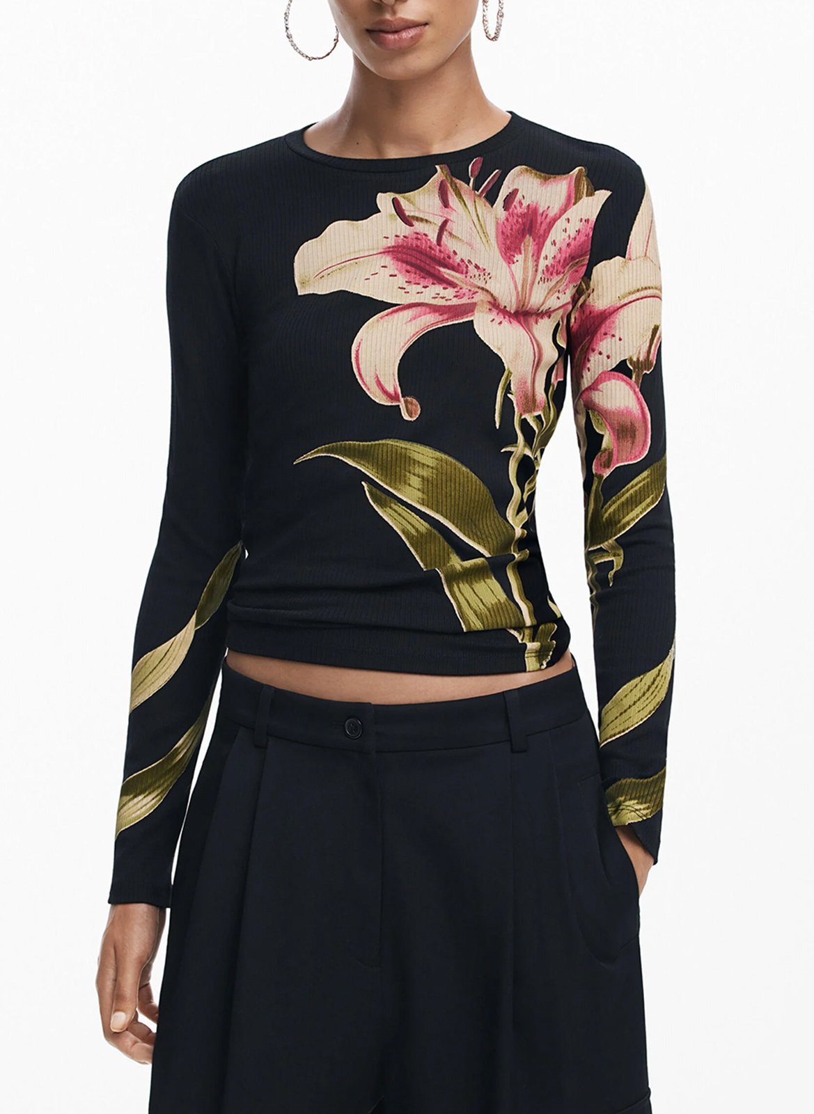 Tee-shirt manches longues imprimé  DESIGUAL Noir