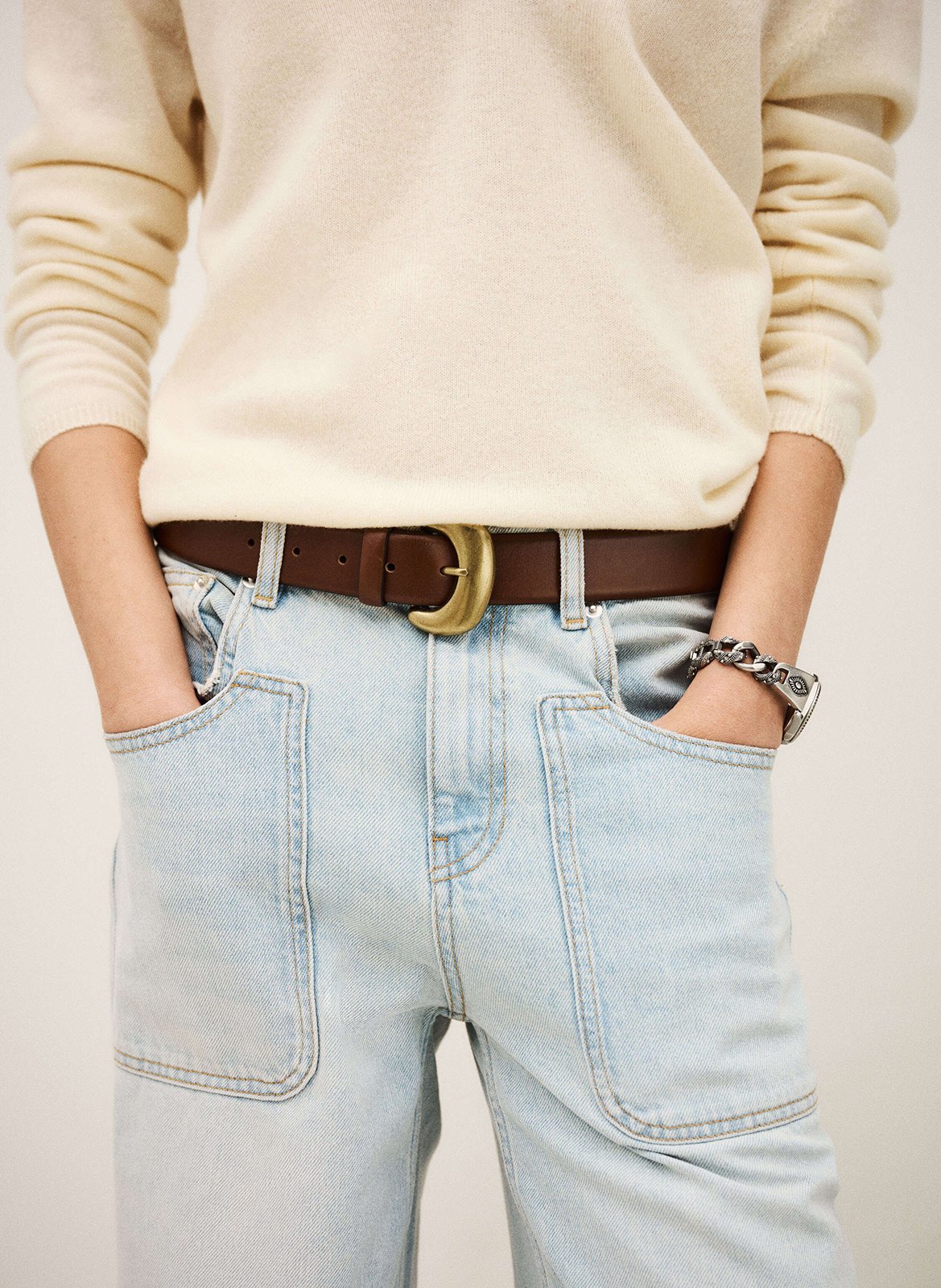 Buckled leather belt BA&SH Brown