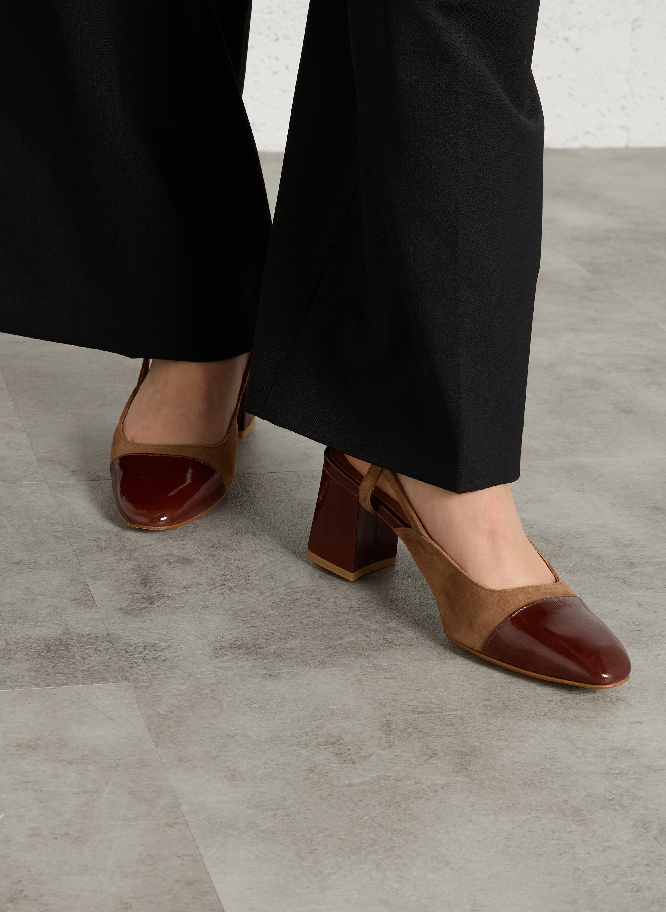 Escarpins ouverts à bouts vernis BOCAGE Marron