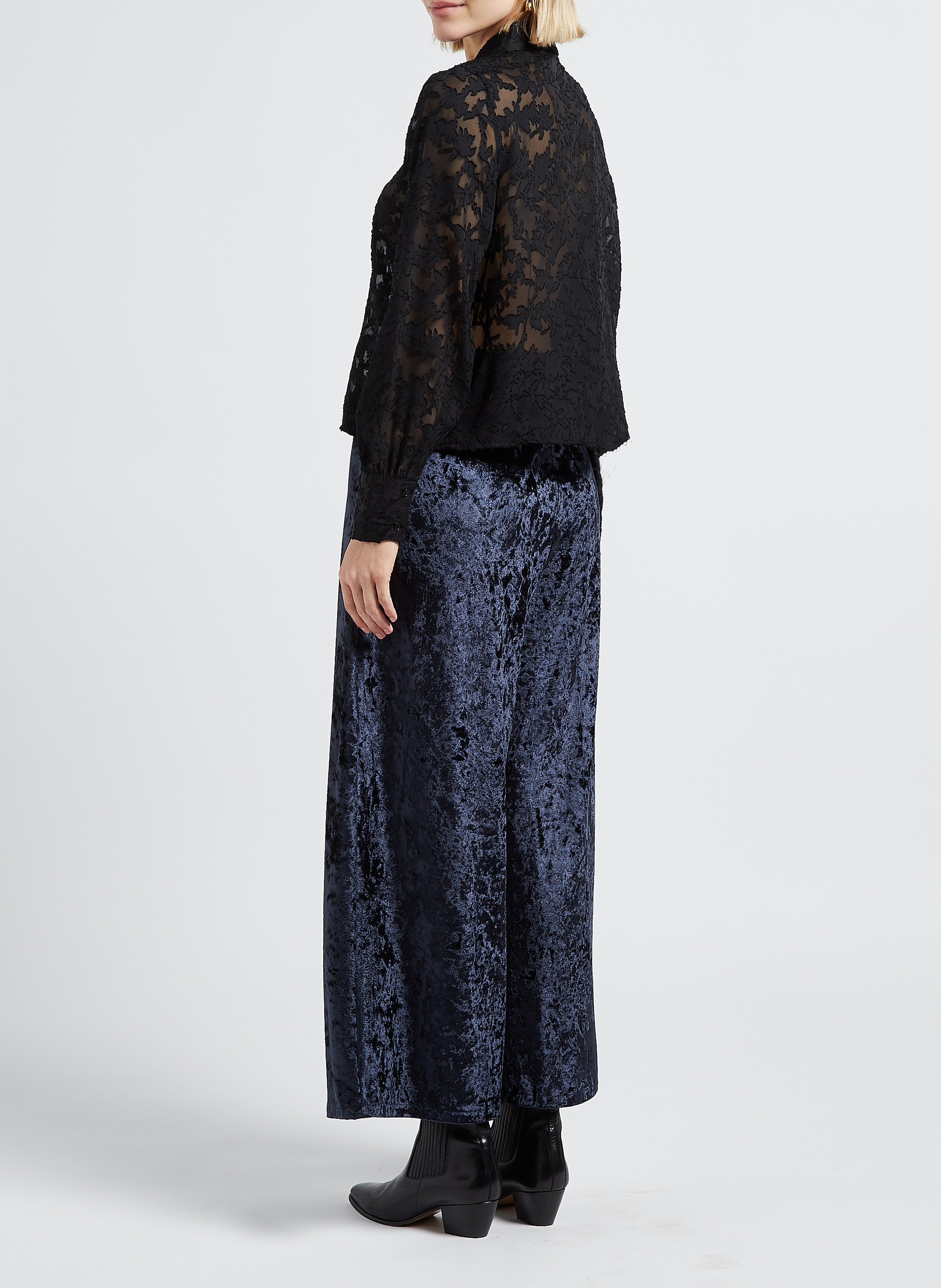 Weite Samthose THE NEW SOCIETY Blau